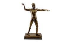 Solid Bronze Zeus Figurine on a Black Marble Base Inspired by Neoclassical Art
