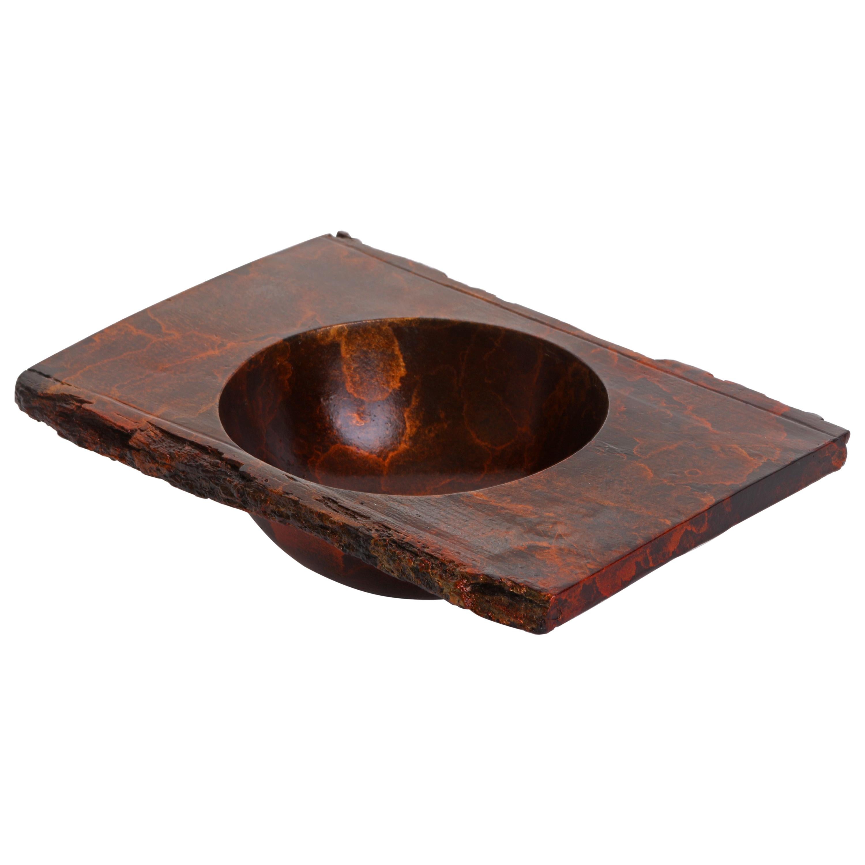 Solid Bronze "Zion" Bowl or Vessel with Natural Edge and Red Patina, in Stock For Sale