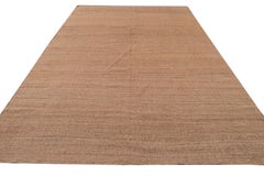 Solid Brown Contemporary Kilim Flatweave Wool Rug & Kilim