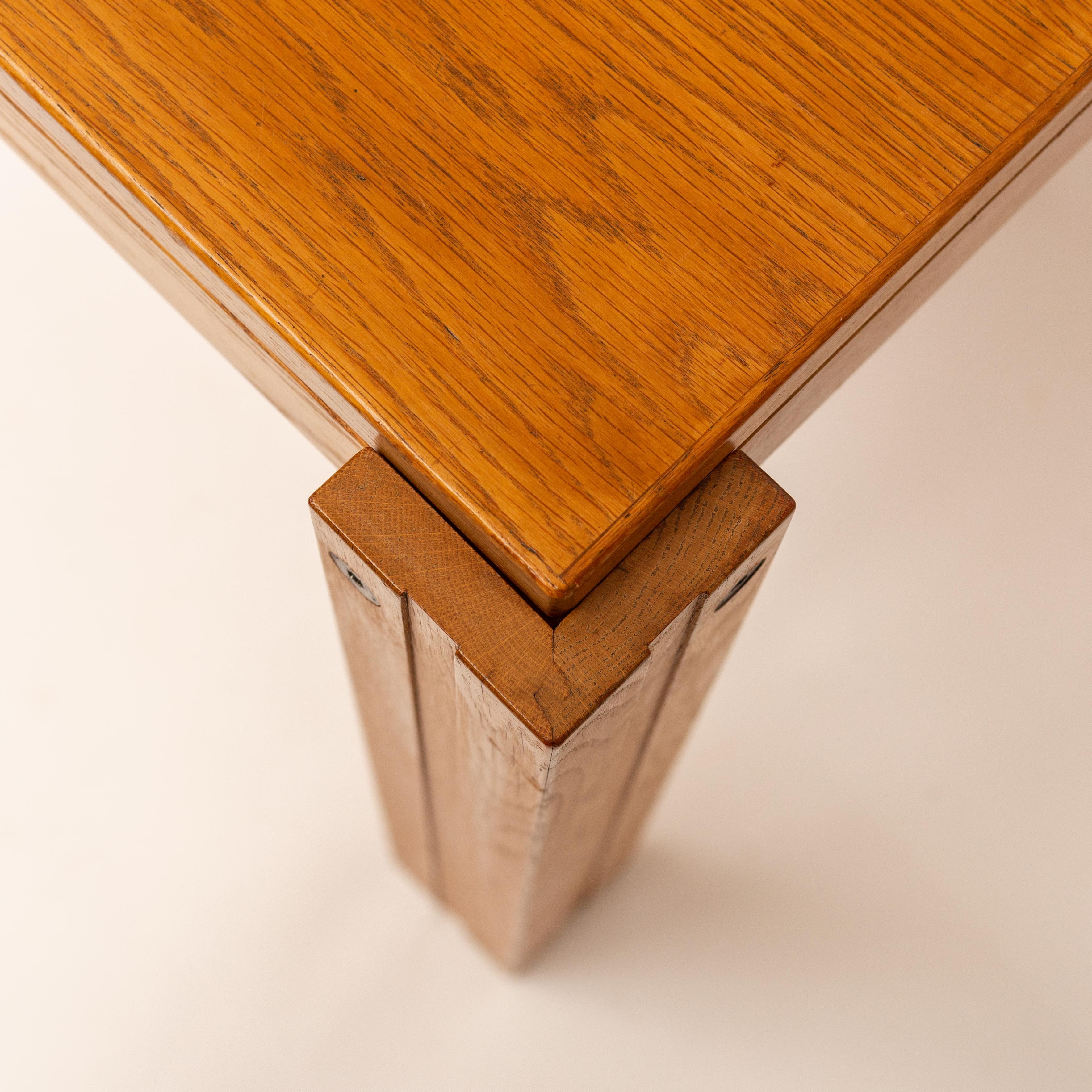 Solid Brutalist Adjustable Oak Dining Table, 1970s 9