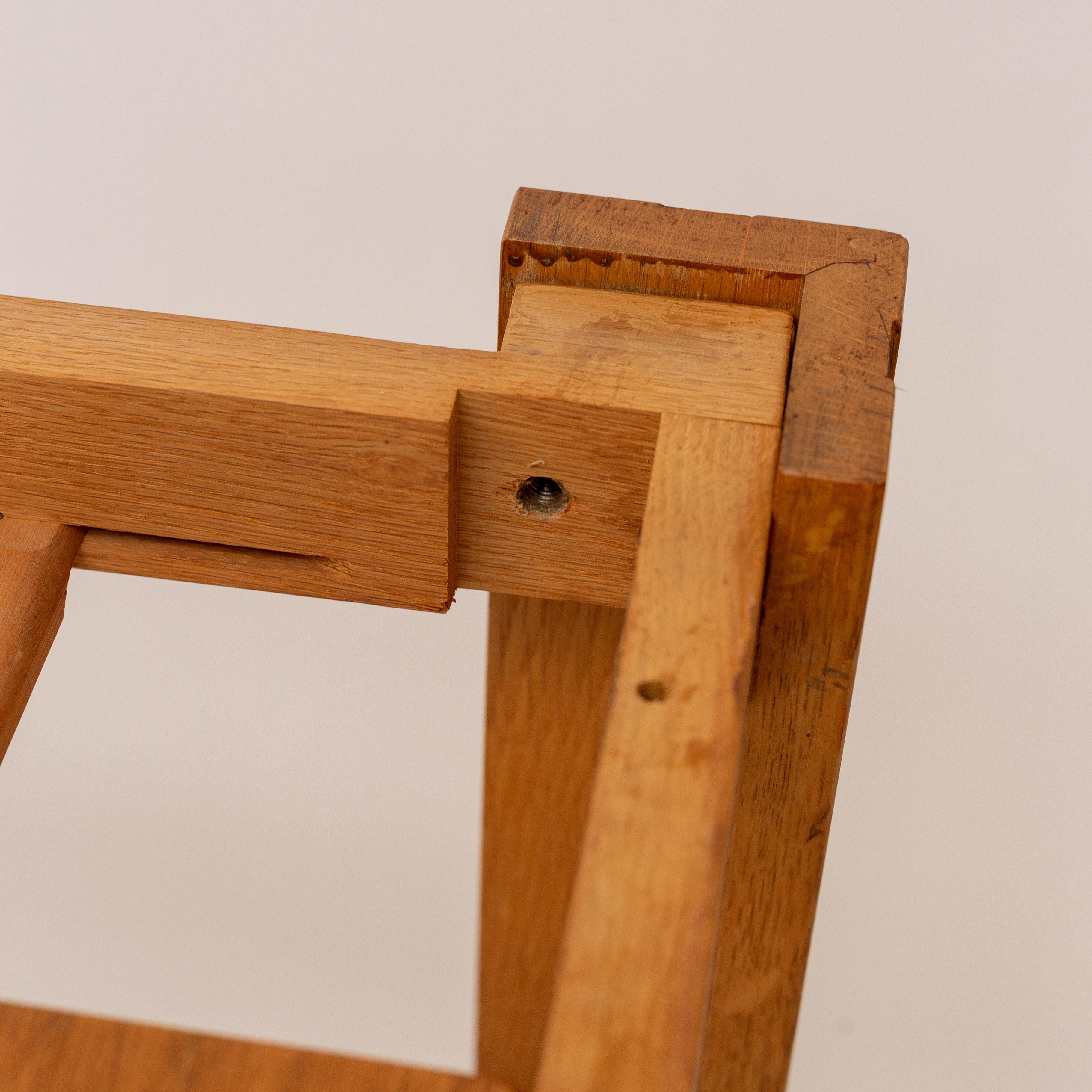 Solid Brutalist Adjustable Oak Dining Table, 1970s 10