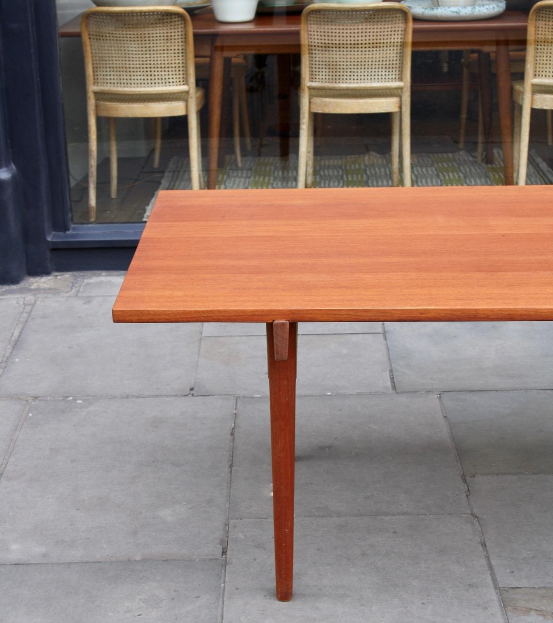 Stainless Steel Solid Burmese Teak Table, Designed by Hans Wegner, 1950s For Sale