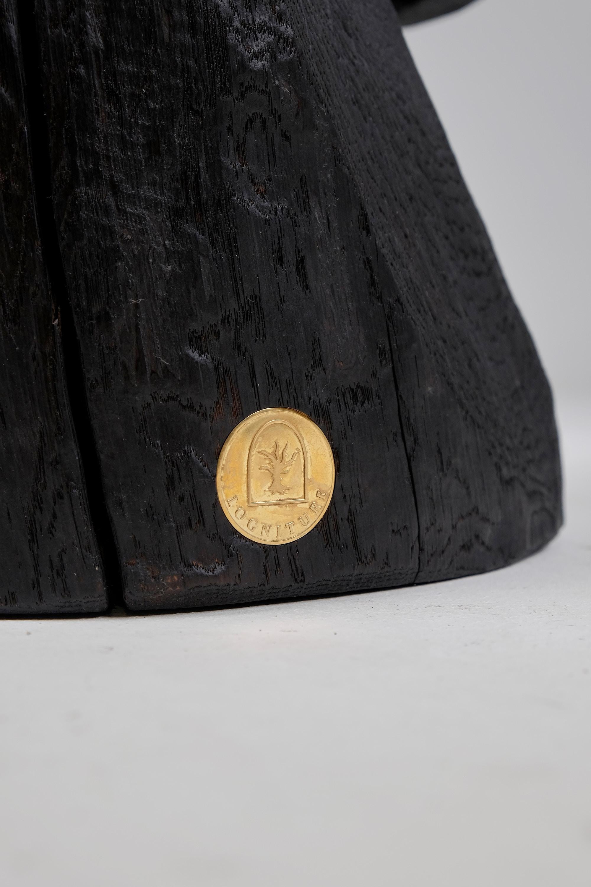 Solid Burnt Wood, Brutalist Sculptural Side Table/Pedestal,  Unique, Jownik 11