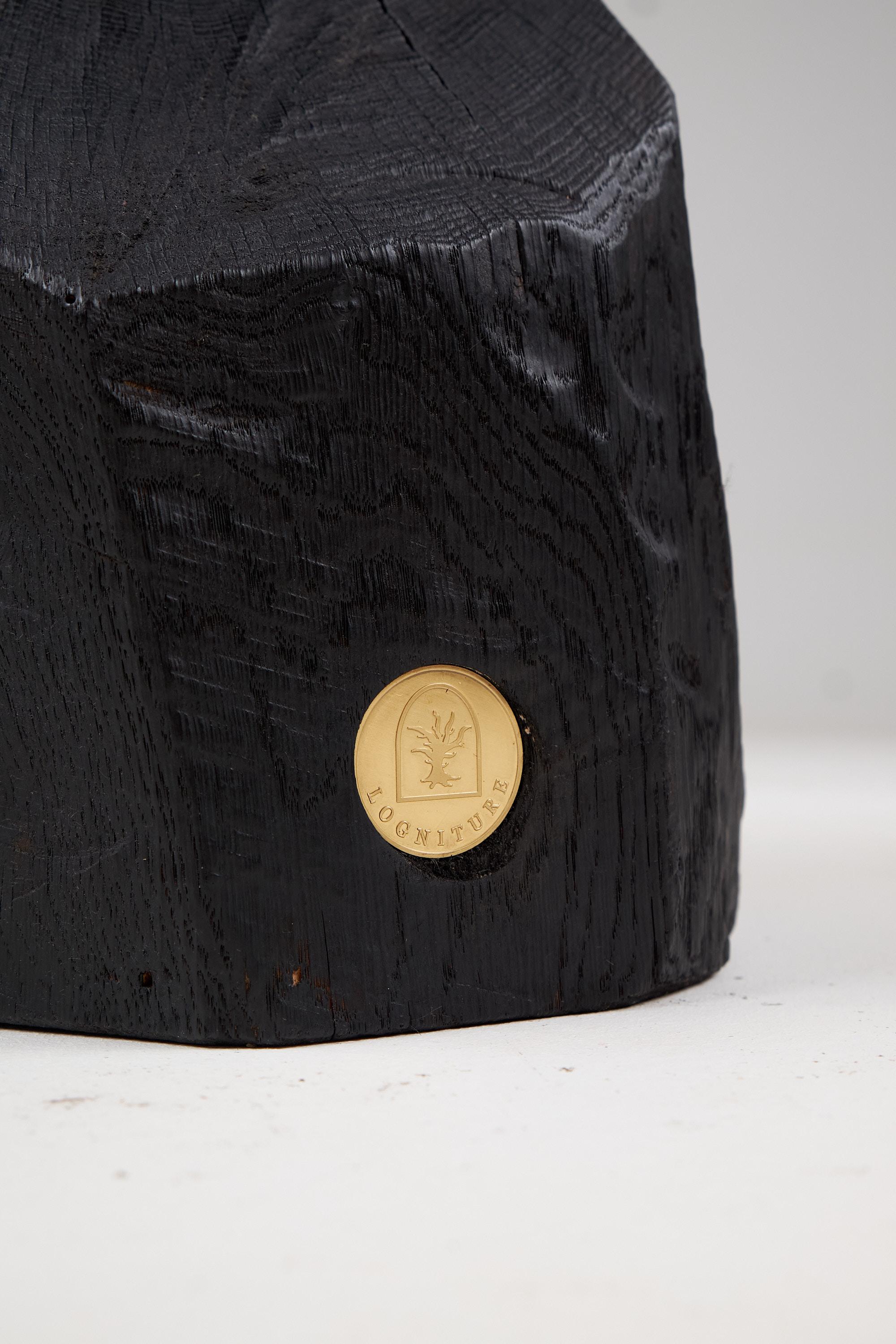 Solid Burnt Black Wood, Rustic Sculptural Side Table/Pedestal, Unique, Logniture en vente 2