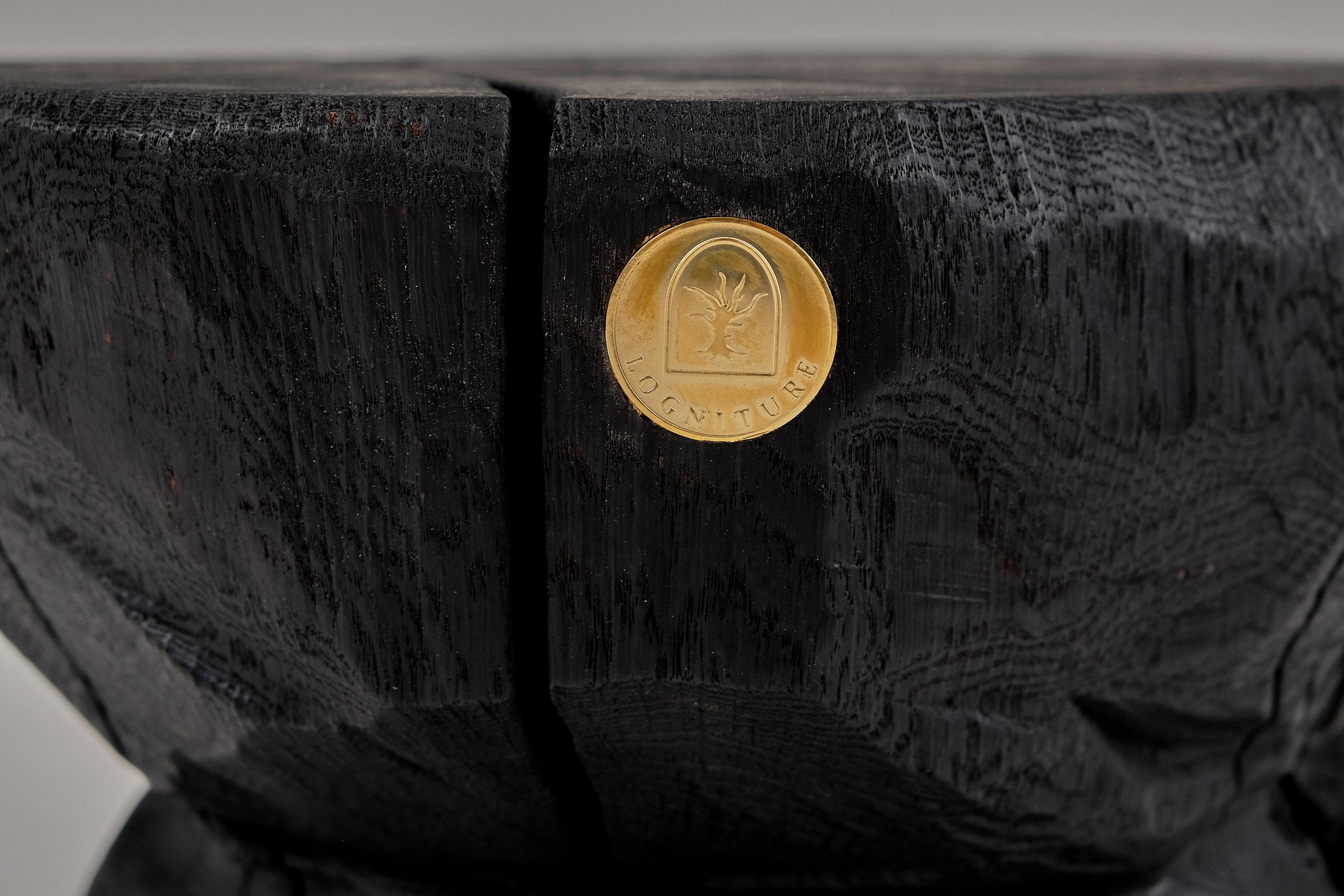 Tabouret/table d'appoint sculptural brutaliste en bois brûlé massif,  Unique, original 1/1 en vente 6