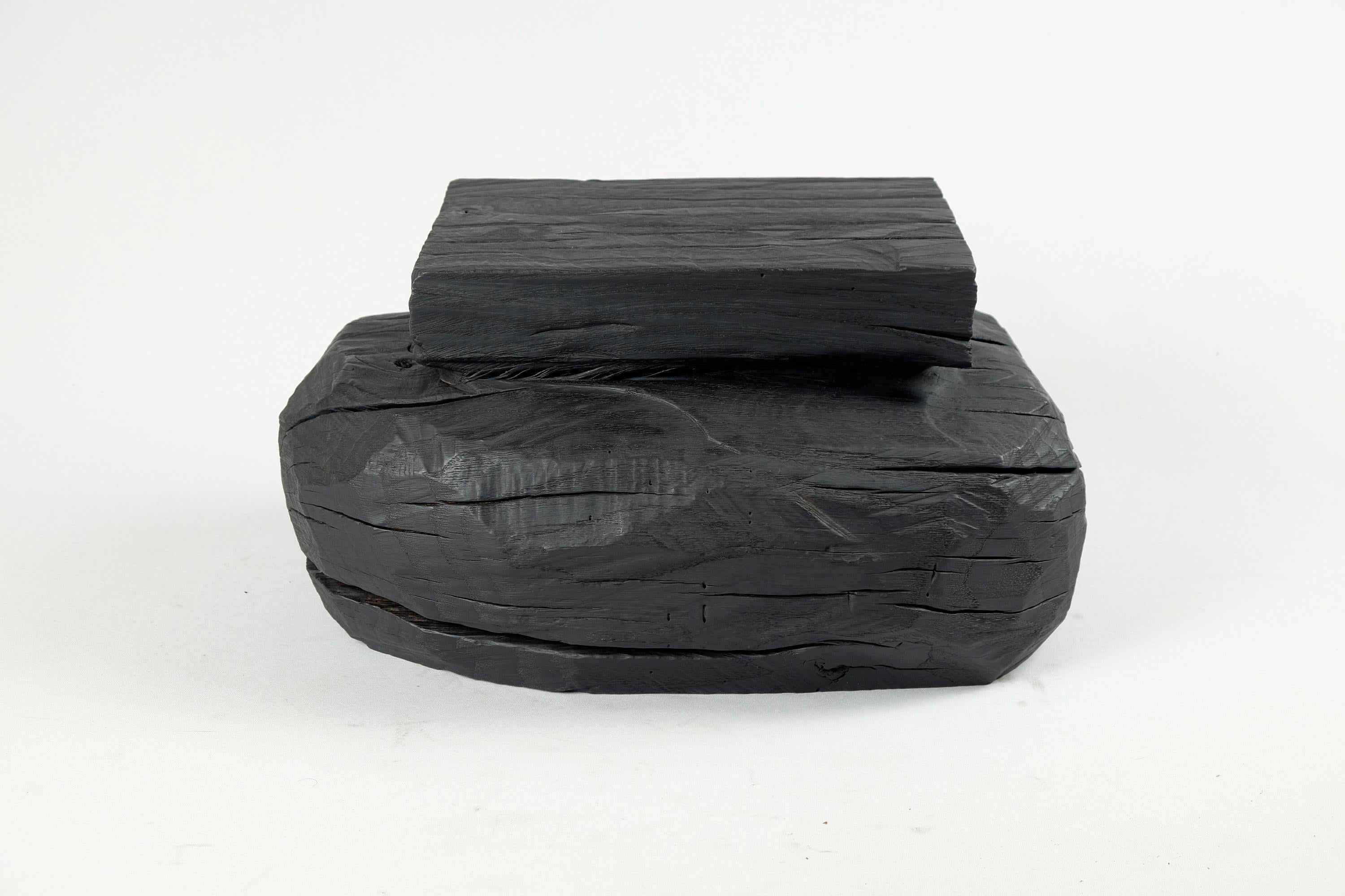 Solid Burnt Wood, Brutalist Sculptural Stool/Side Table,  Unique, Original 1/1 In New Condition In Stara Gradiška, HR