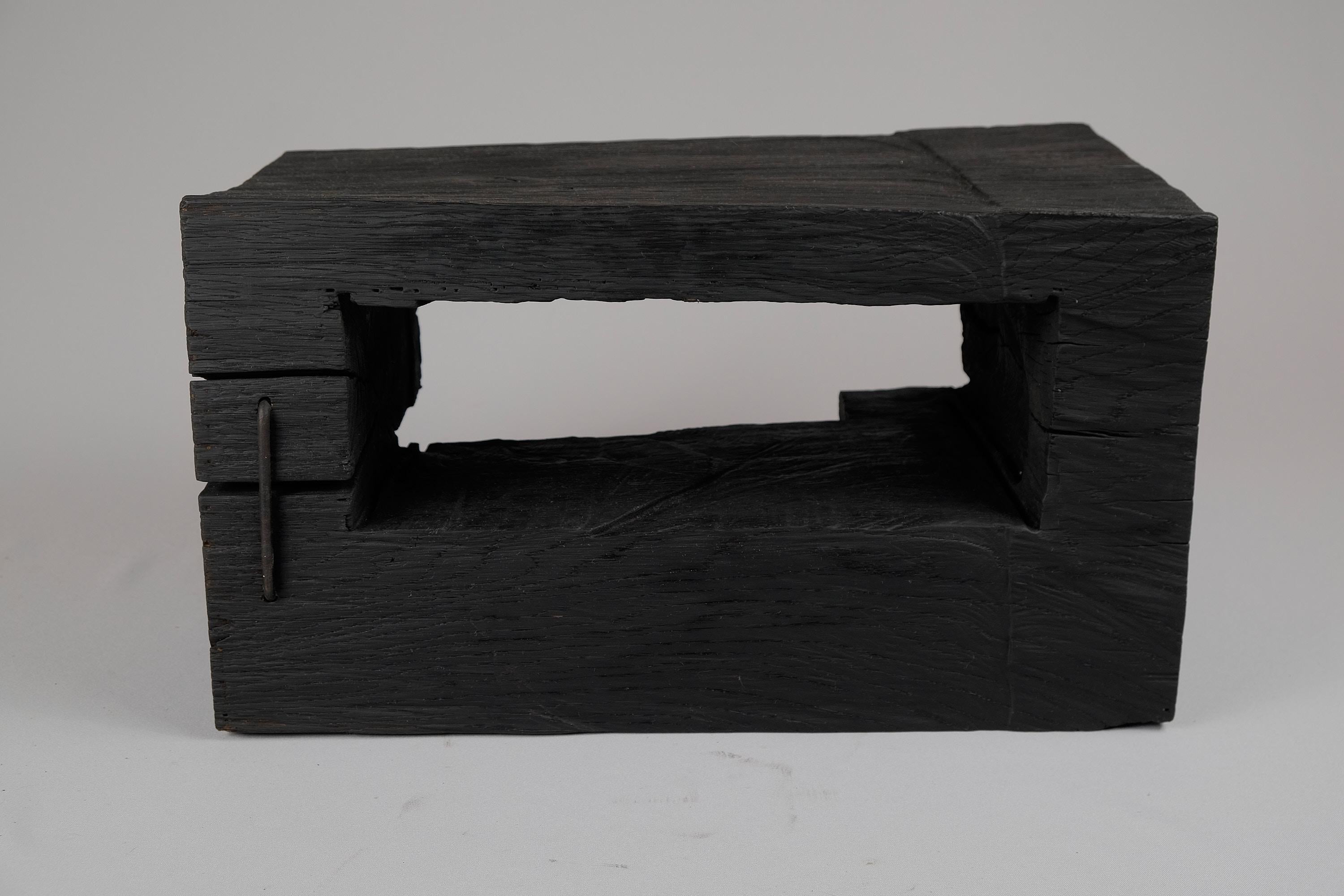Solid Burnt Wood, Sculptural Side Table, Original Contemporary Design, Logniture 5