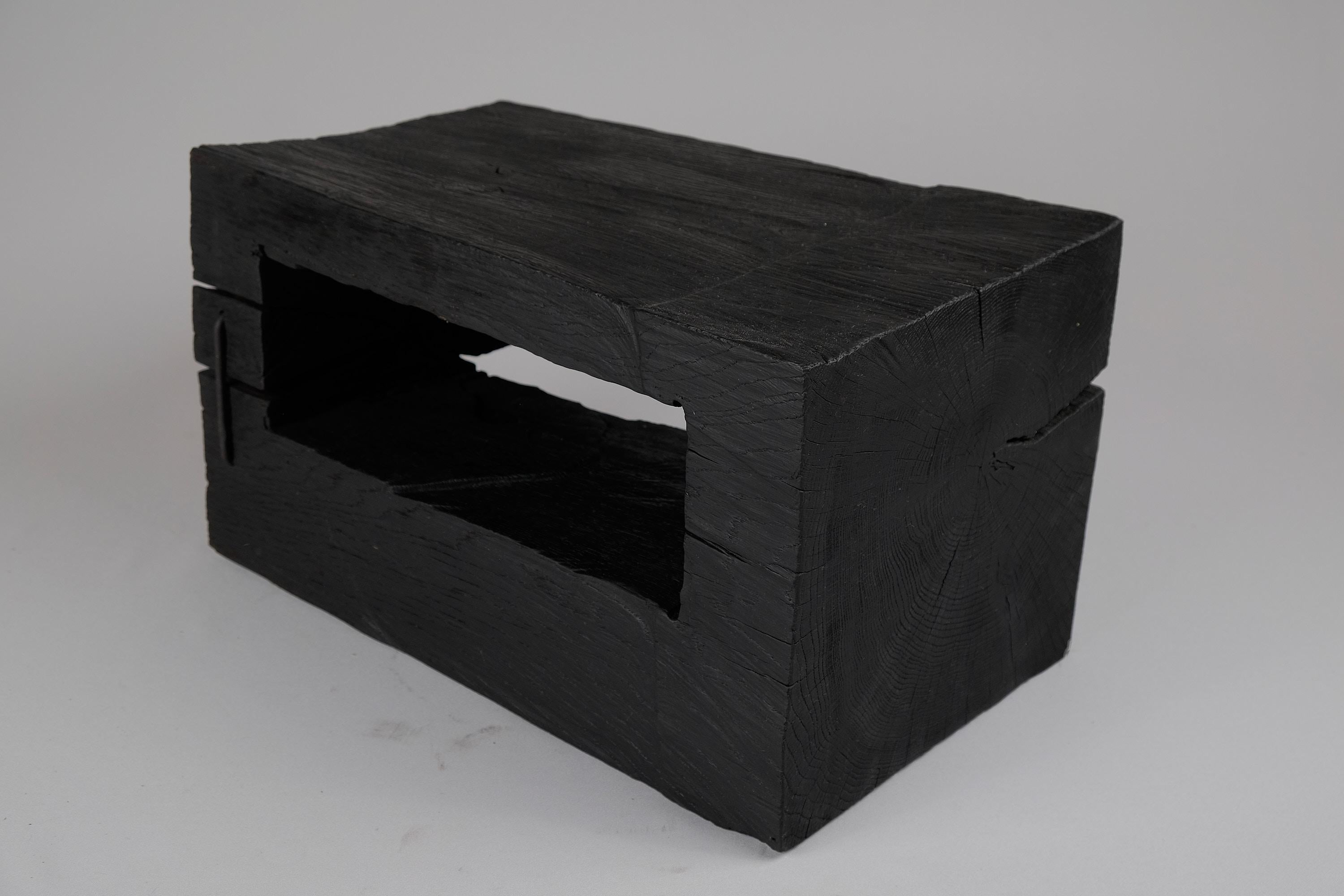 Solid Burnt Wood, Sculptural Side Table, Original Contemporary Design, Logniture 7