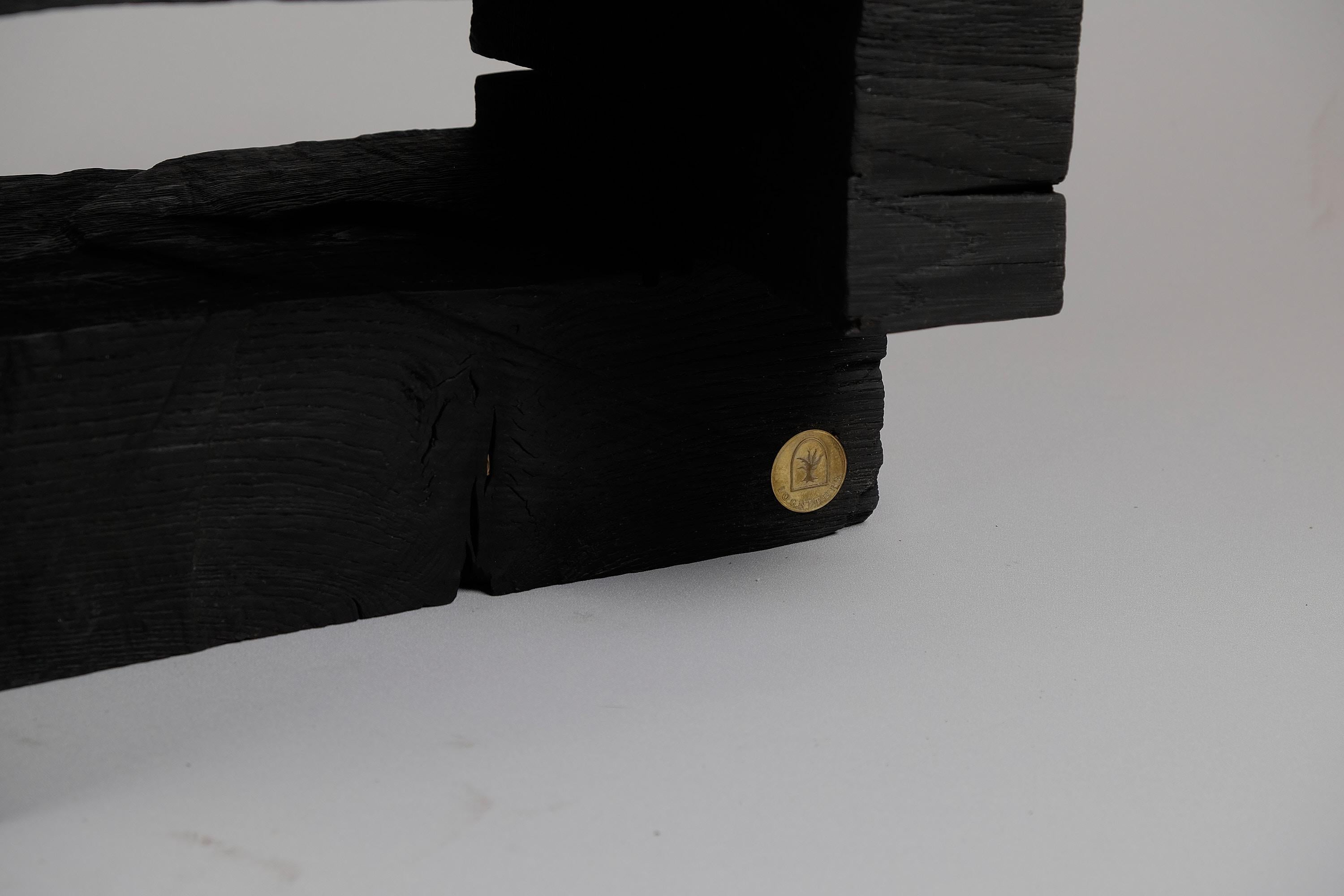Solid Burnt Wood, Sculptural Side Table, Original Contemporary Design, Logniture 9