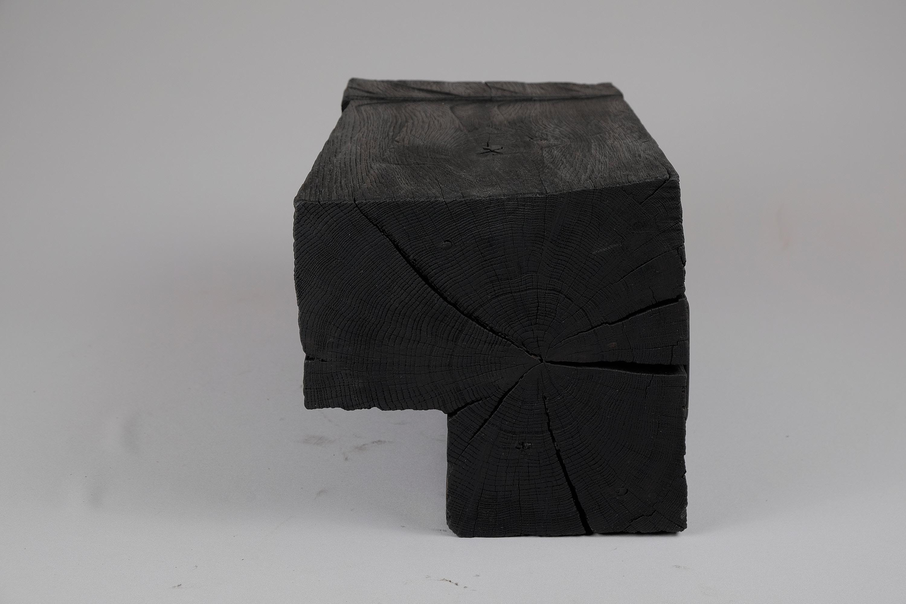 Solid Burnt Wood, Sculptural Side Table, Original Contemporary Design, Logniture 1