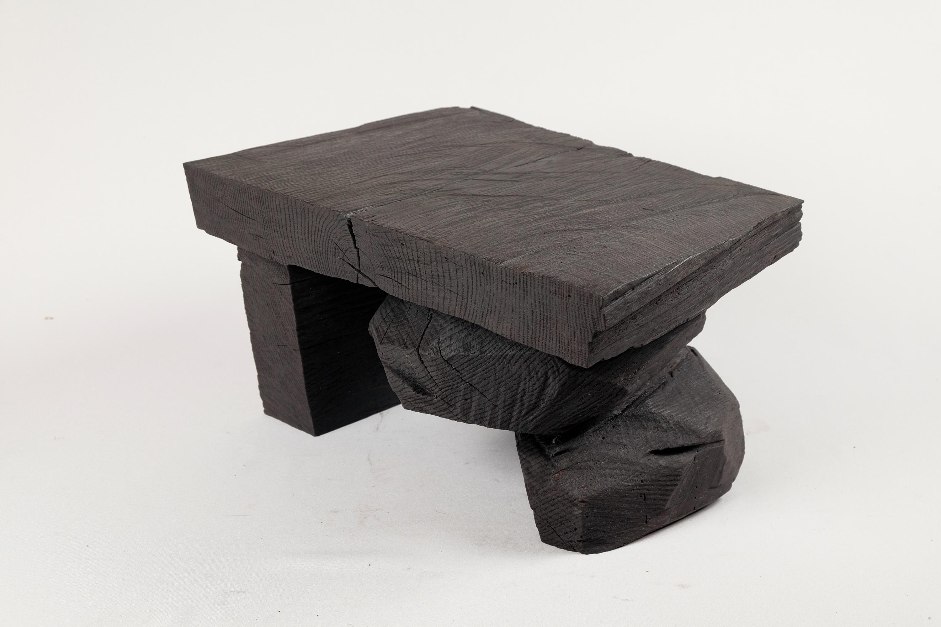 Solid Burnt Wood, Sculptural Side Table, Original Contemporary Design, Logniture In New Condition For Sale In Stara Gradiška, HR