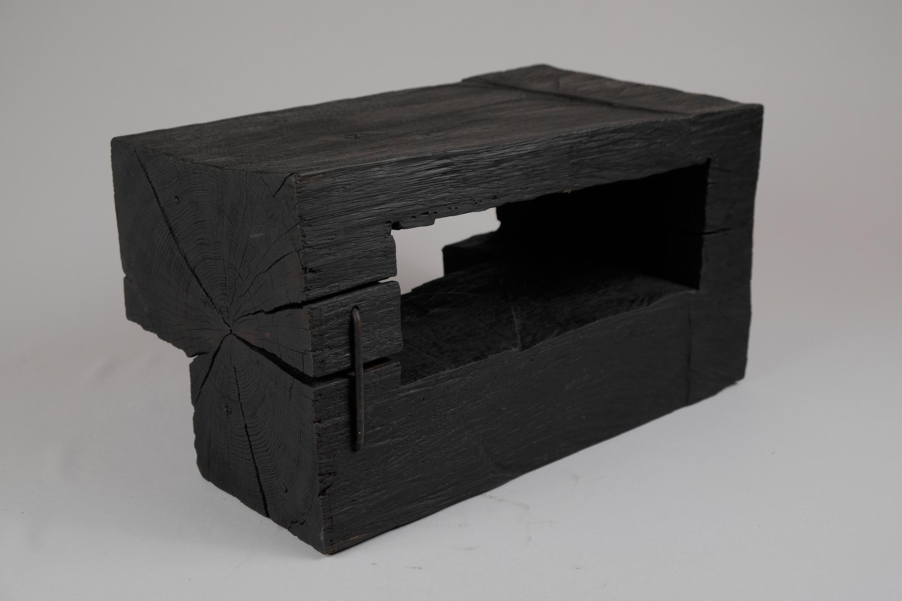 Solid Burnt Wood, Sculptural Side Table, Original Contemporary Design, Logniture 2