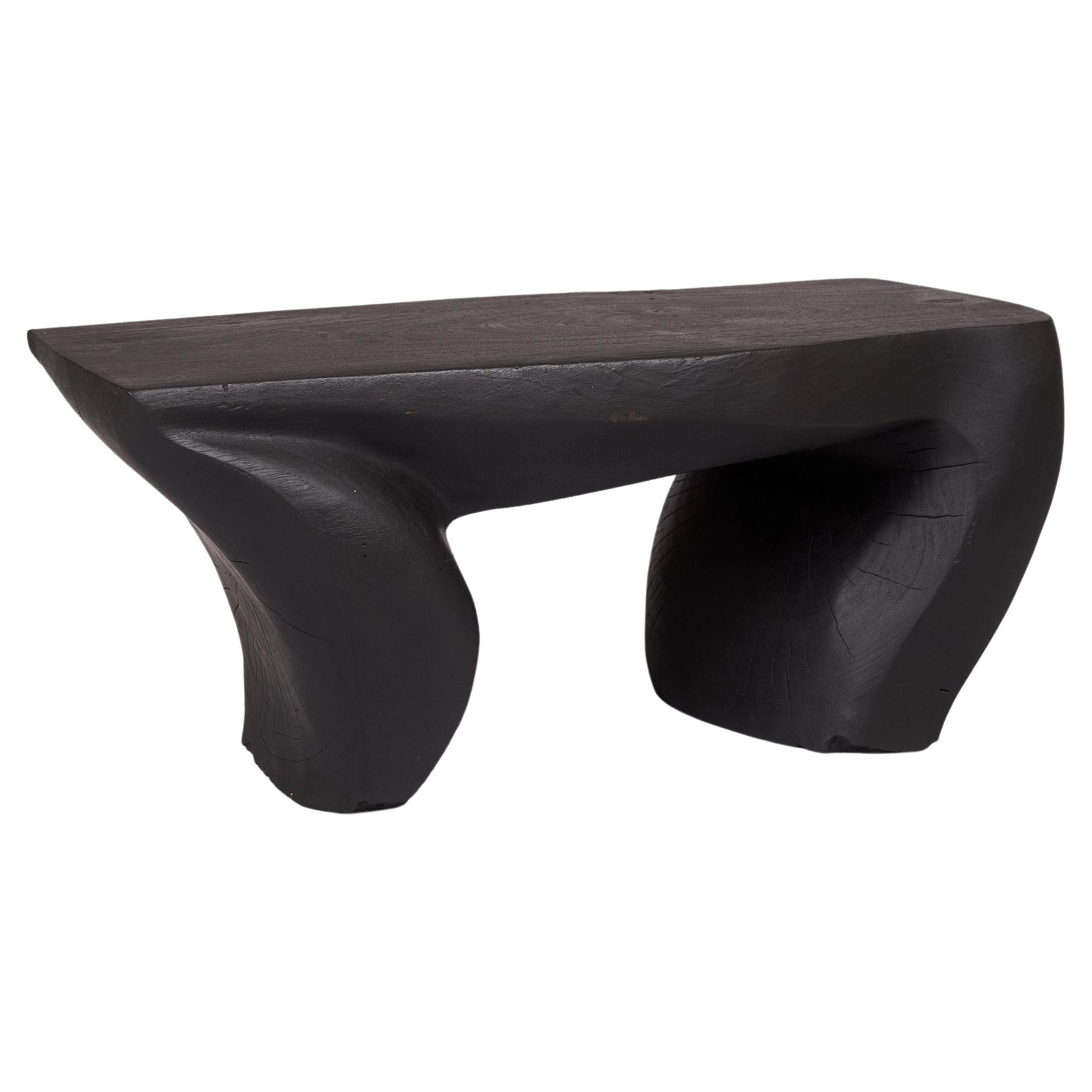 Burnt Wood Stool, Side Table, Carved Furniture, Original Design