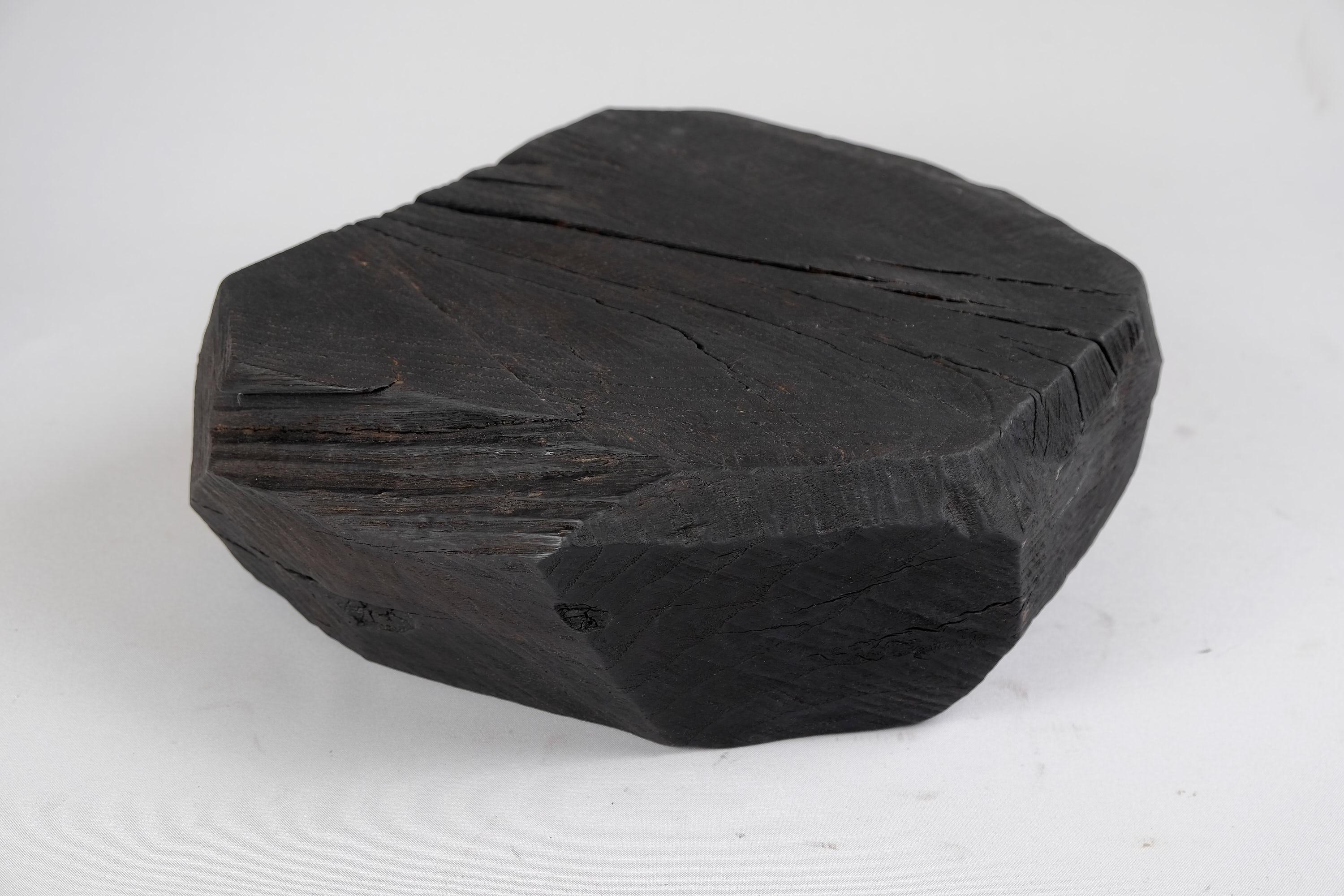 Solid Burnt Wood, Sculptural Stool/Side Table, Rock, Original Design, Logniture 3