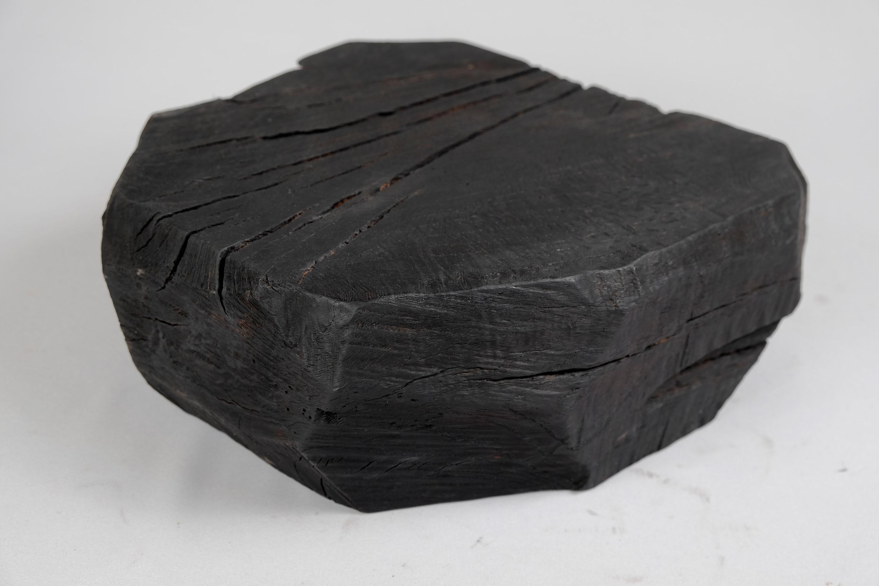 Solid Burnt Wood, Sculptural Stool/Side Table, Rock, Original Design, Logniture 7