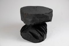 Solid Burnt Wood, Sculptural Stool/Side Table, Rock, Original Design, Logniture