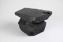 Solid Burnt Wood, Sculptural Stool/Side Table, Rock, Original Design, Logniture