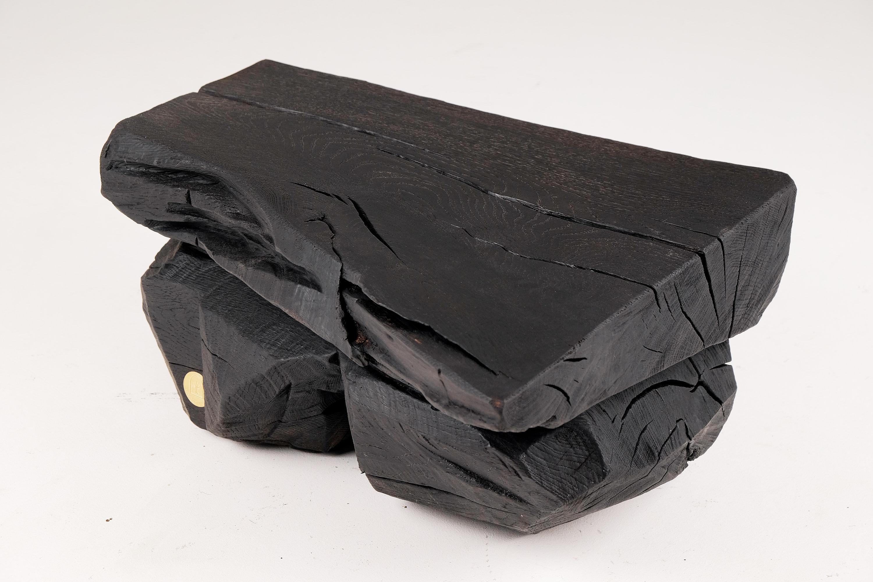 Croatian Solid Burnt Wood, Sculptural Bench/Side table  Original Design, Jownik For Sale