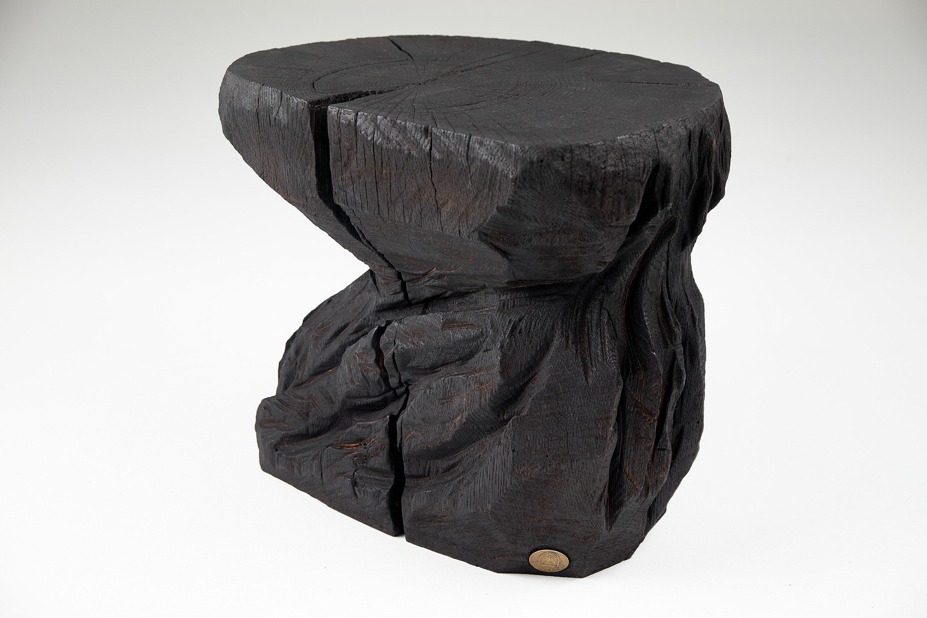 Solid Burnt Wood, Sculptural Stool/Side Table, Rock, Original Design, Logniture In New Condition For Sale In Stara Gradiška, HR