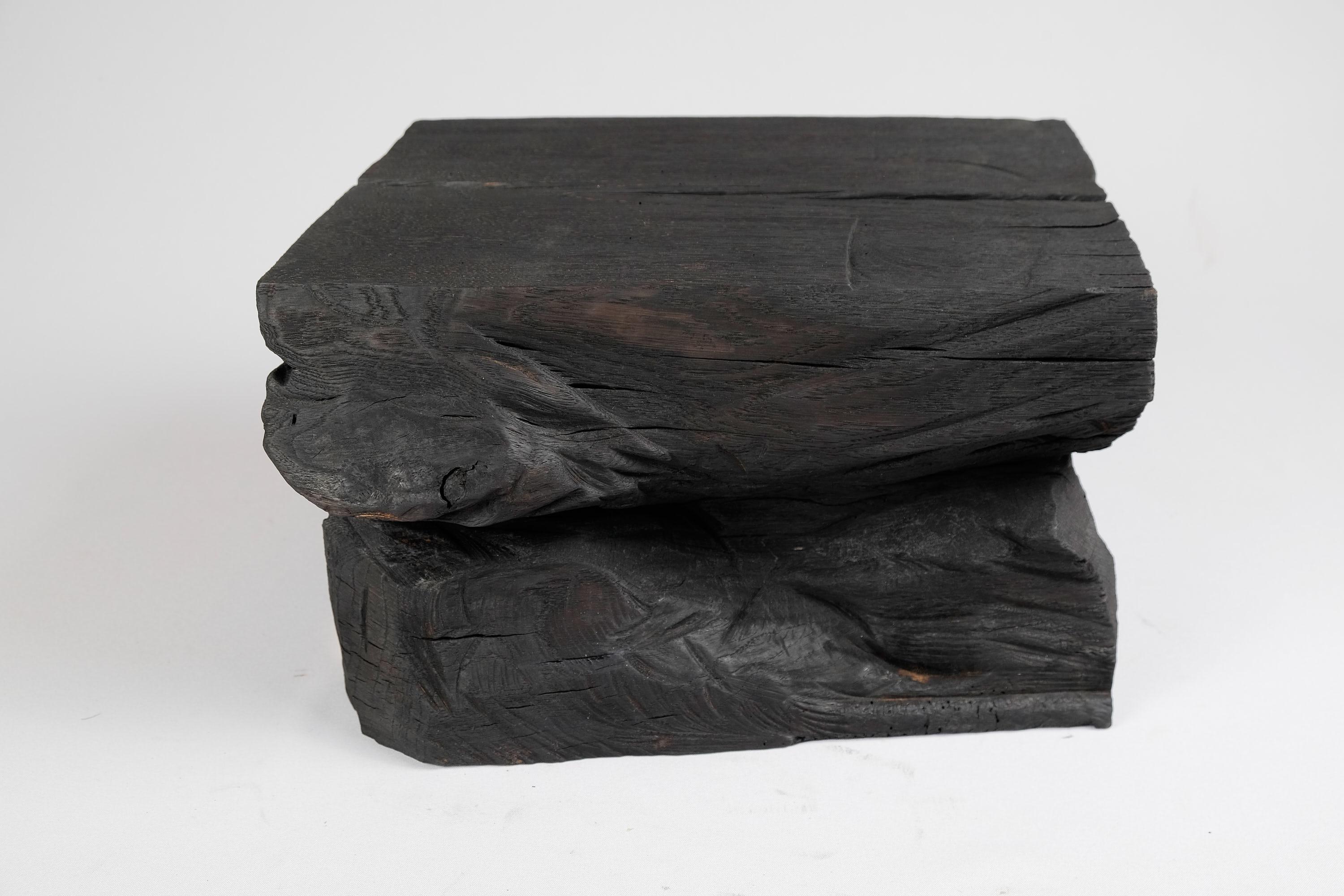 Solid Burnt Wood, Sculptural Stool/Side Table, Rock, Original Design, Logniture In New Condition For Sale In Stara Gradiška, HR