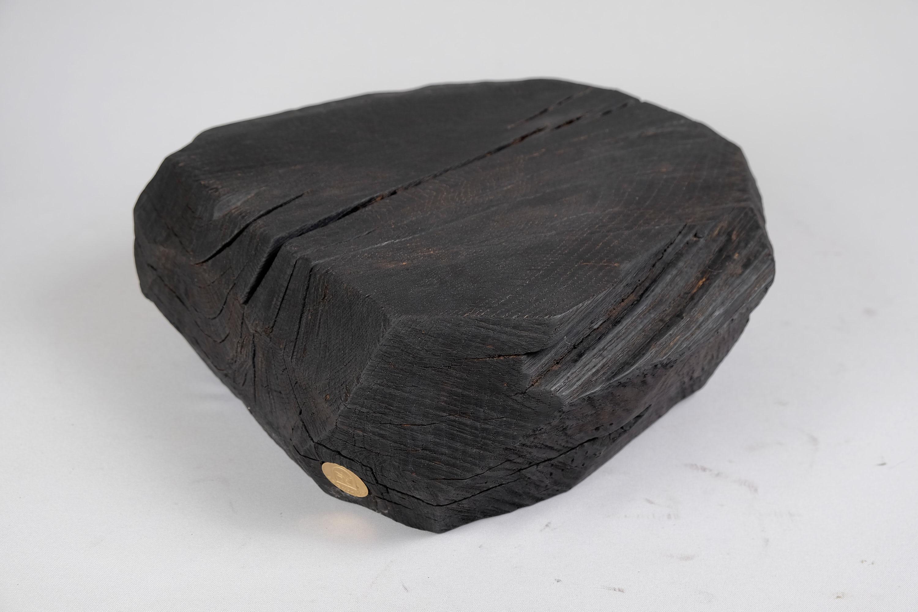 Solid Burnt Wood, Sculptural Stool/Side Table, Rock, Original Design, Logniture 2