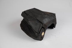 Solid Burnt Wood, Side Table, Stool, Original Contemporary Design