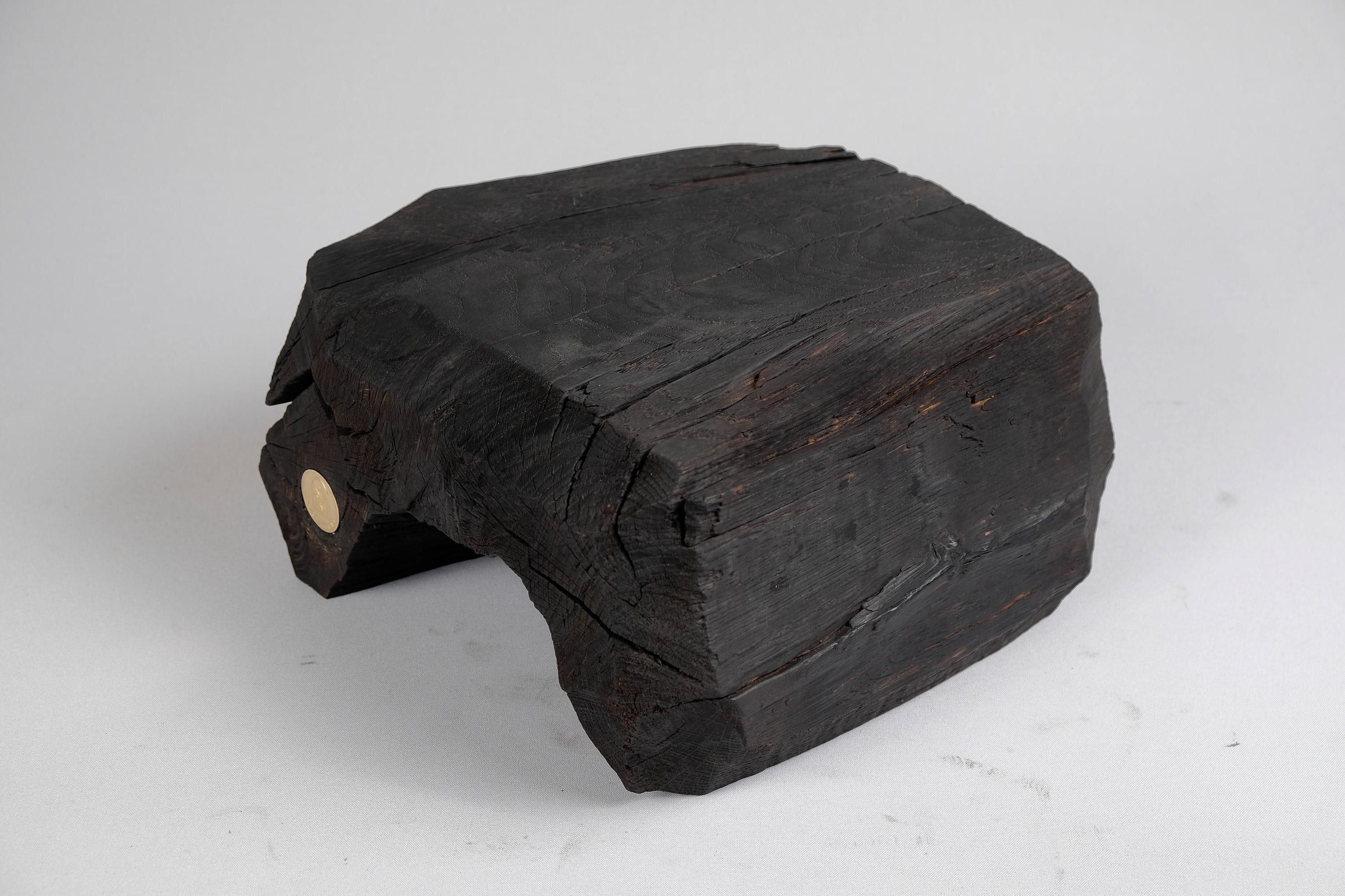 Solid Burnt Wood, Side Table, Stool, Original Contemporary Design In New Condition In Stara Gradiška, HR