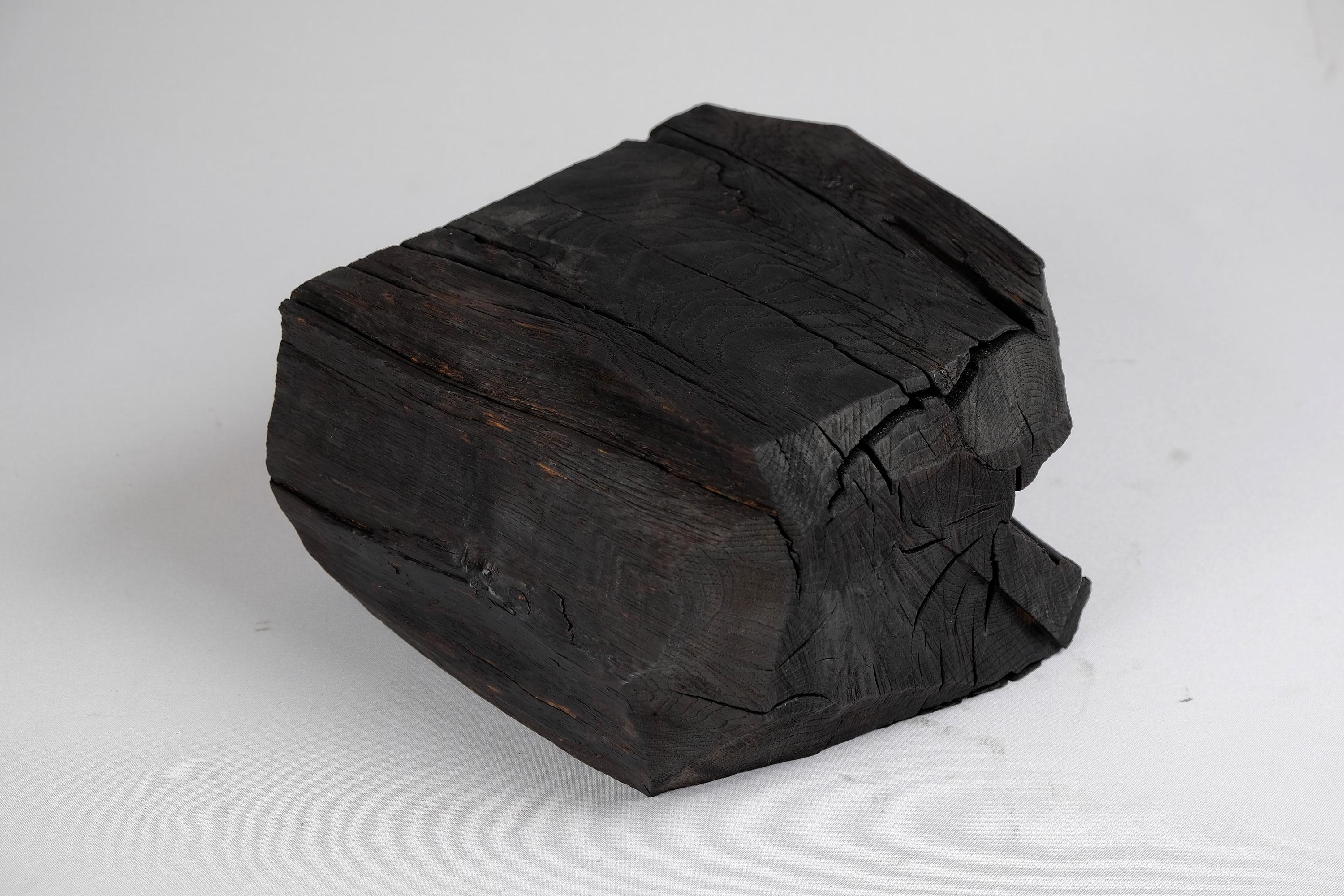 Solid Burnt Wood, Side Table, Stool, Original Contemporary Design 1
