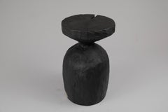 Solid Burnt Wood, Side Table, Stool, Original Contemporary Design, Logniture