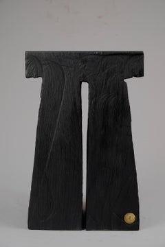 Solid Burnt Wood, Side Table, Stool, Original Contemporary Design, Logniture