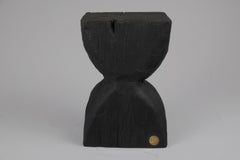 Solid Burnt Wood, Side Table, Stool, Original Contemporary Design, Logniture