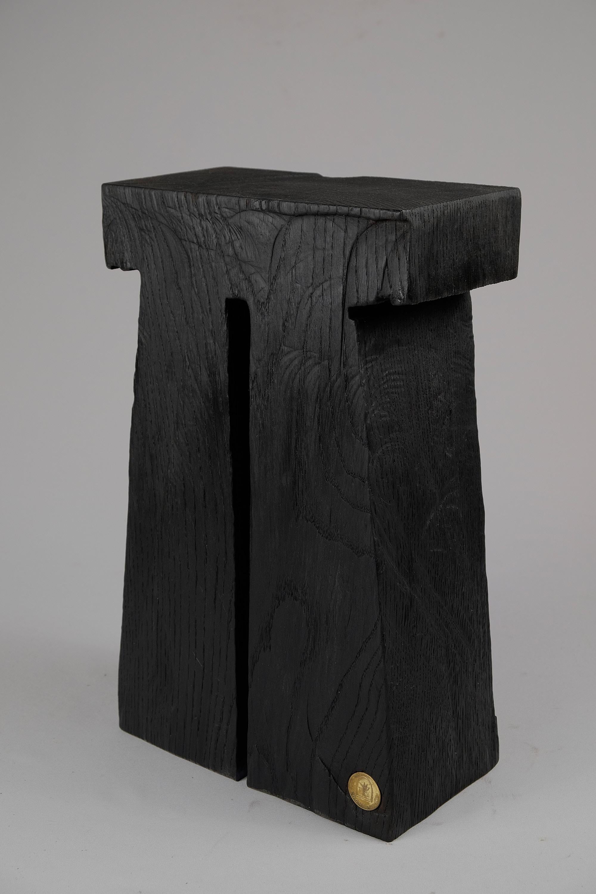 Croatian Solid Burnt Wood, Side Table, Stool, Original Contemporary Design, Logniture For Sale