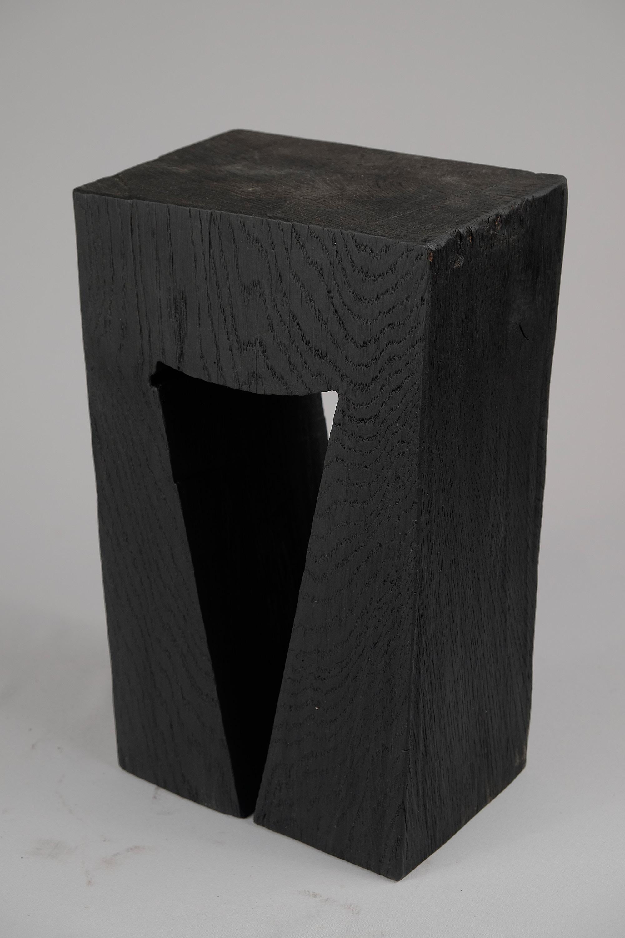 Solid Burnt Wood, Side Table, Stool, Original Contemporary Design, Logniture 2