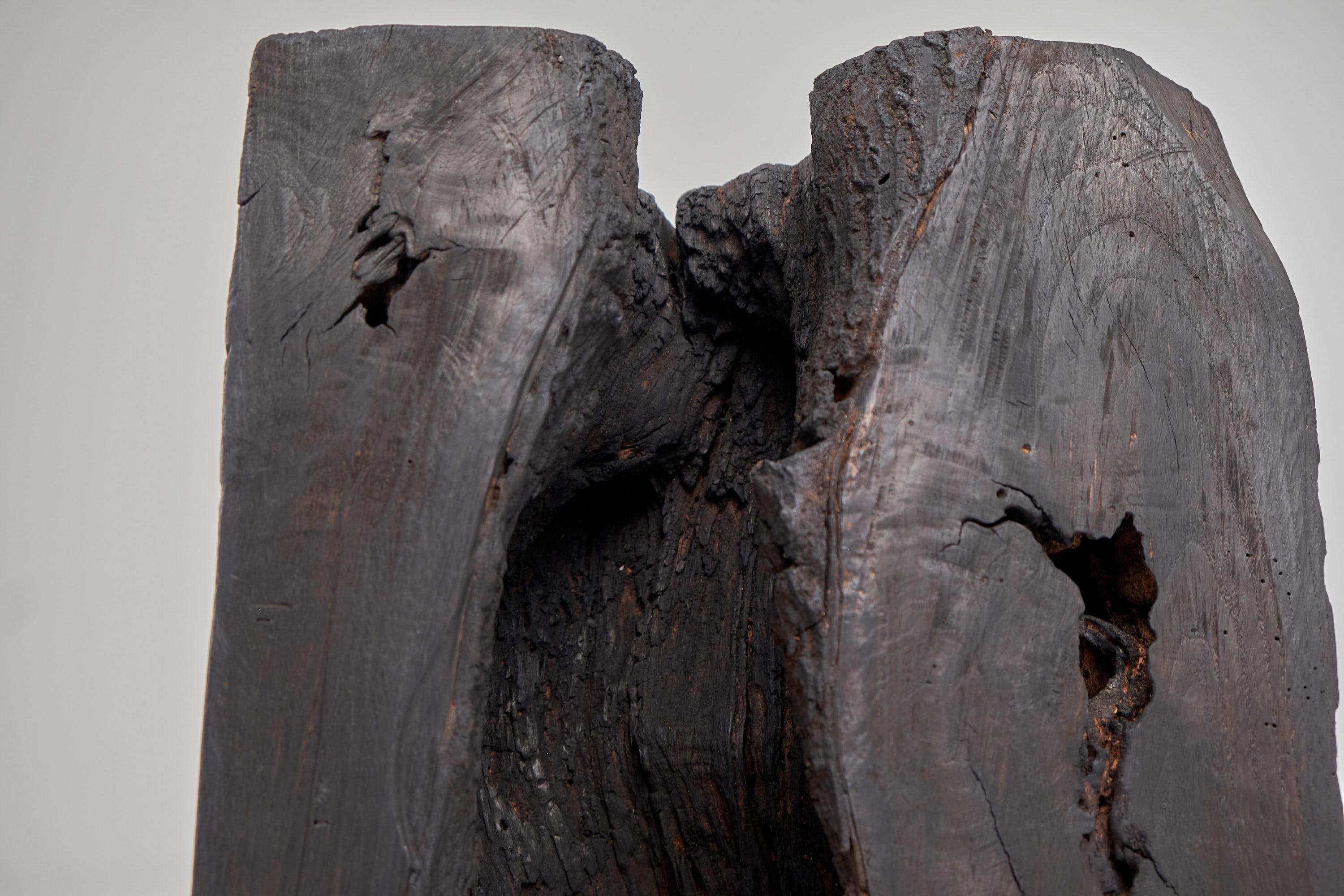 Massives gebranntes Holz, Beistelltisch, Hocker, Original Contemporary Primative Design im Angebot 12