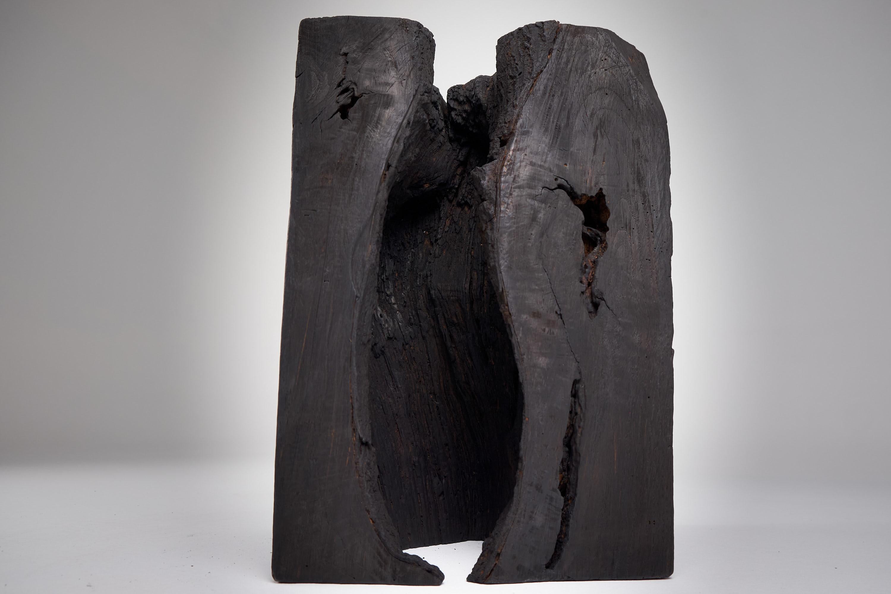 Massives gebranntes Holz, Beistelltisch, Hocker, Original Contemporary Primative Design im Angebot 13