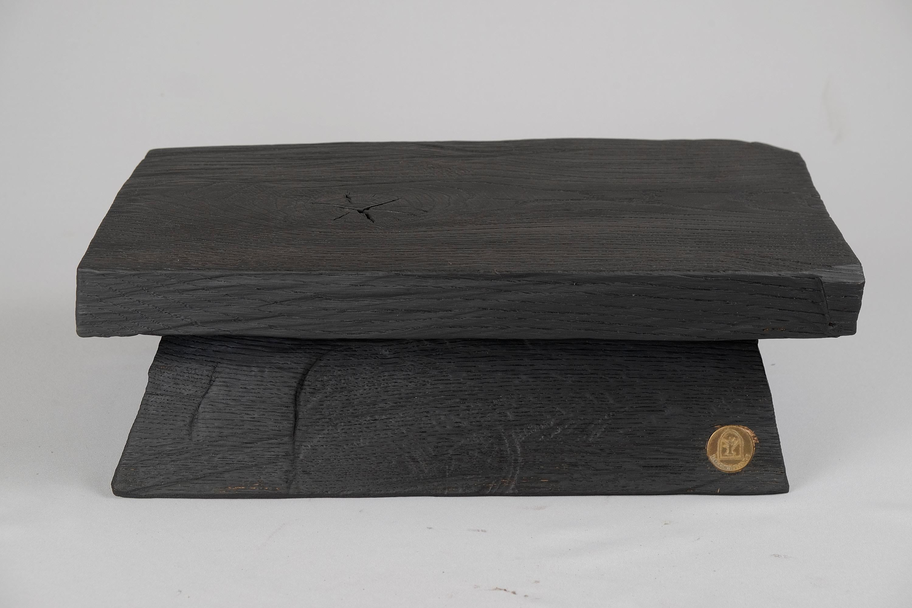Croatian Solid Burnt Wood, Side Table, Stool, Original Contemporary Design