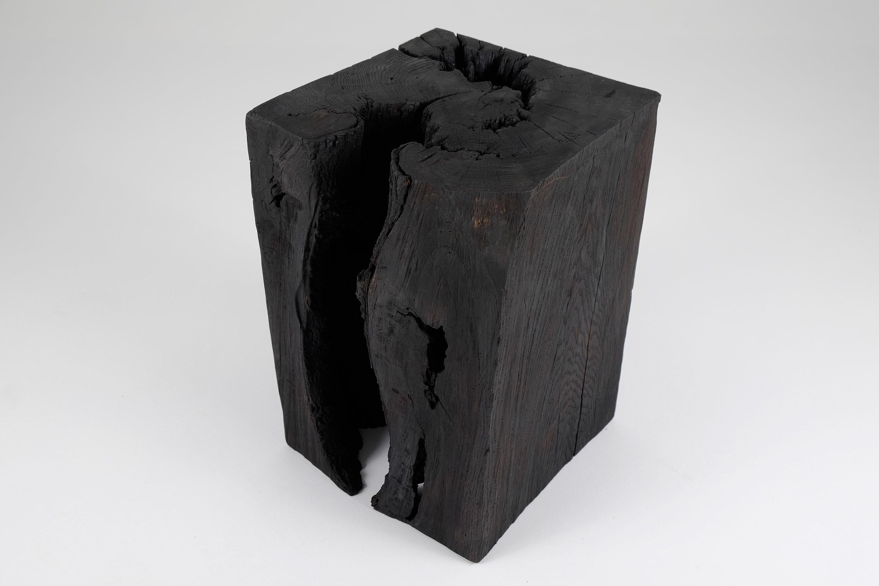 Massives gebranntes Holz, Beistelltisch, Hocker, Original Contemporary Primative Design (Kroatisch) im Angebot