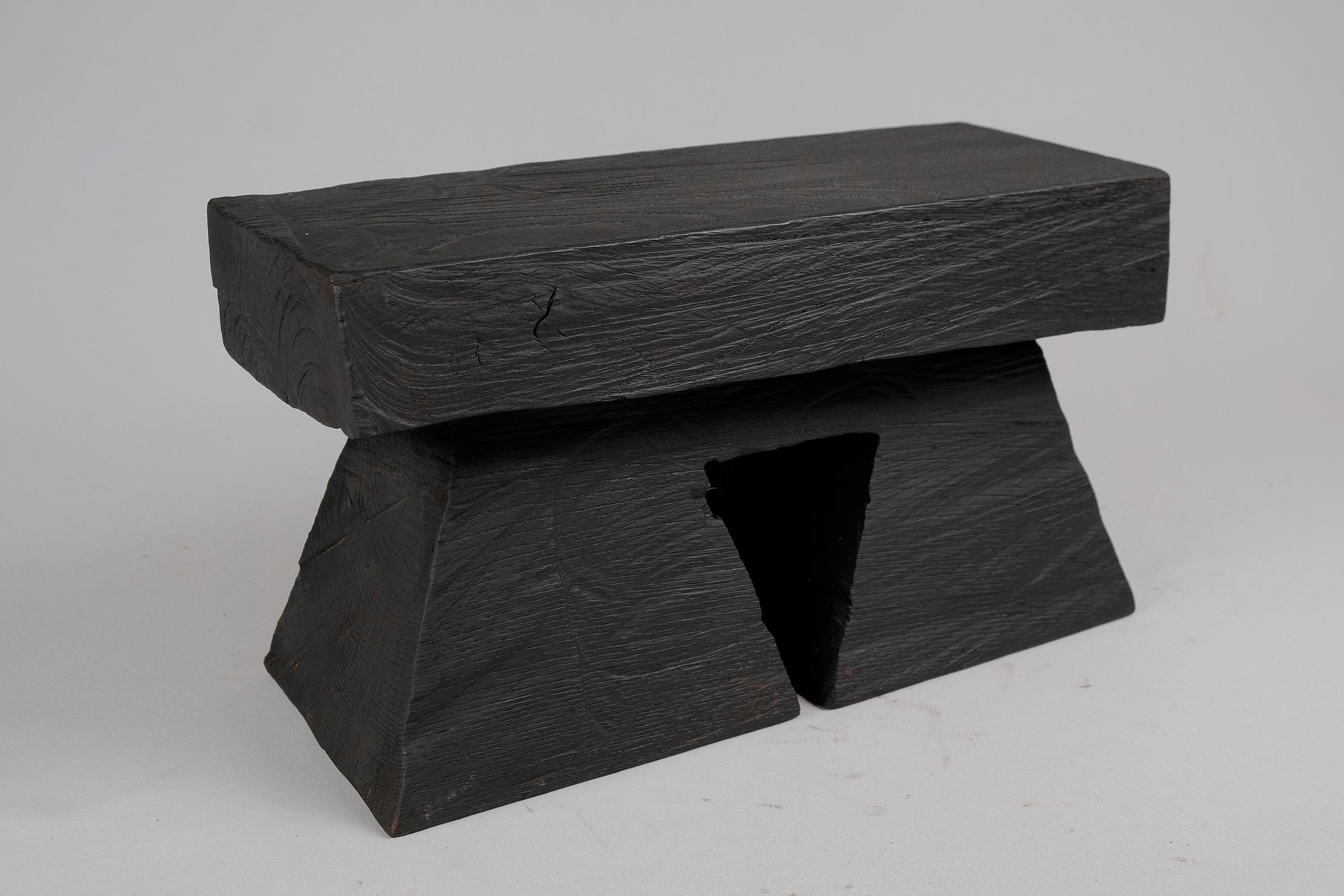 Solid Burnt Wood, Side Table, Stool, Original Contemporary Design In New Condition In Stara Gradiška, HR