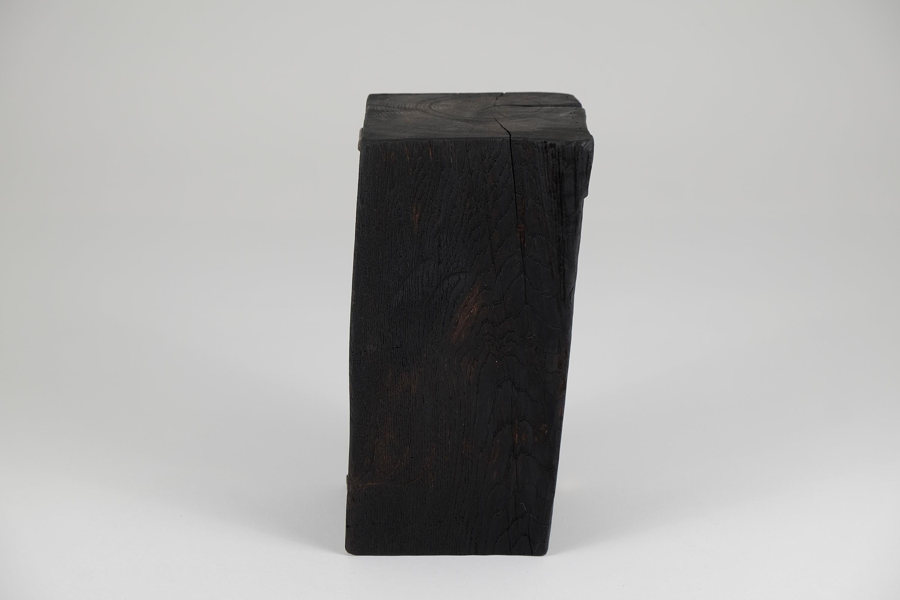 Solid Burnt Wood, Side Table, Stool, Primative Design, Brutalist 4