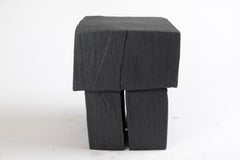 Solid Burnt Wood, Side Table, Stool, Wabi Sabi, Chainsaw Carved, Handmade