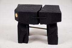 Solid Burnt Wood, Side Table, Stool, Wabi Sabi, Chainsaw Carved, Handmade
