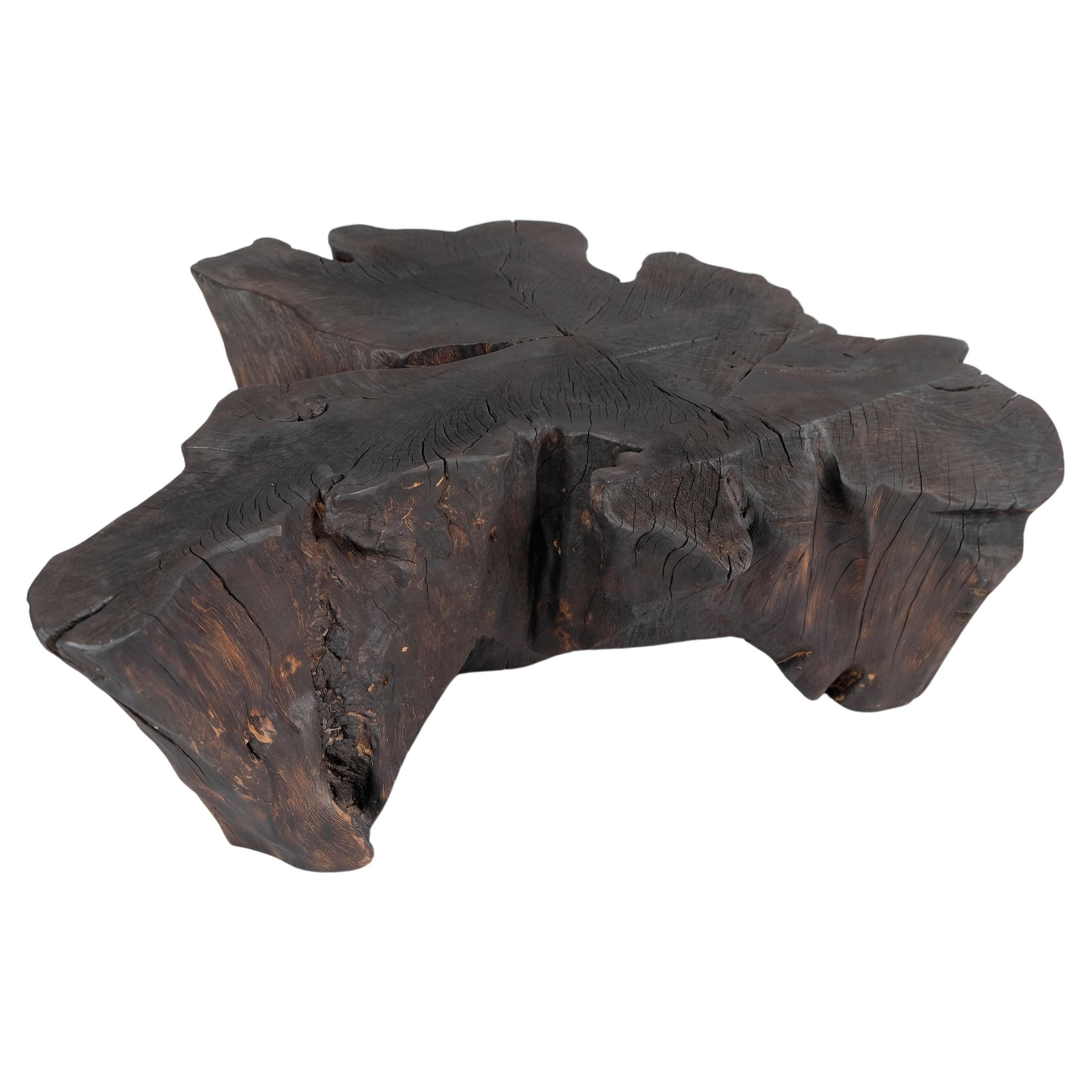 Solid Burnt Wood, Side Table, Stool, Wabi Sabi, Chainsaw Carved, Handmade