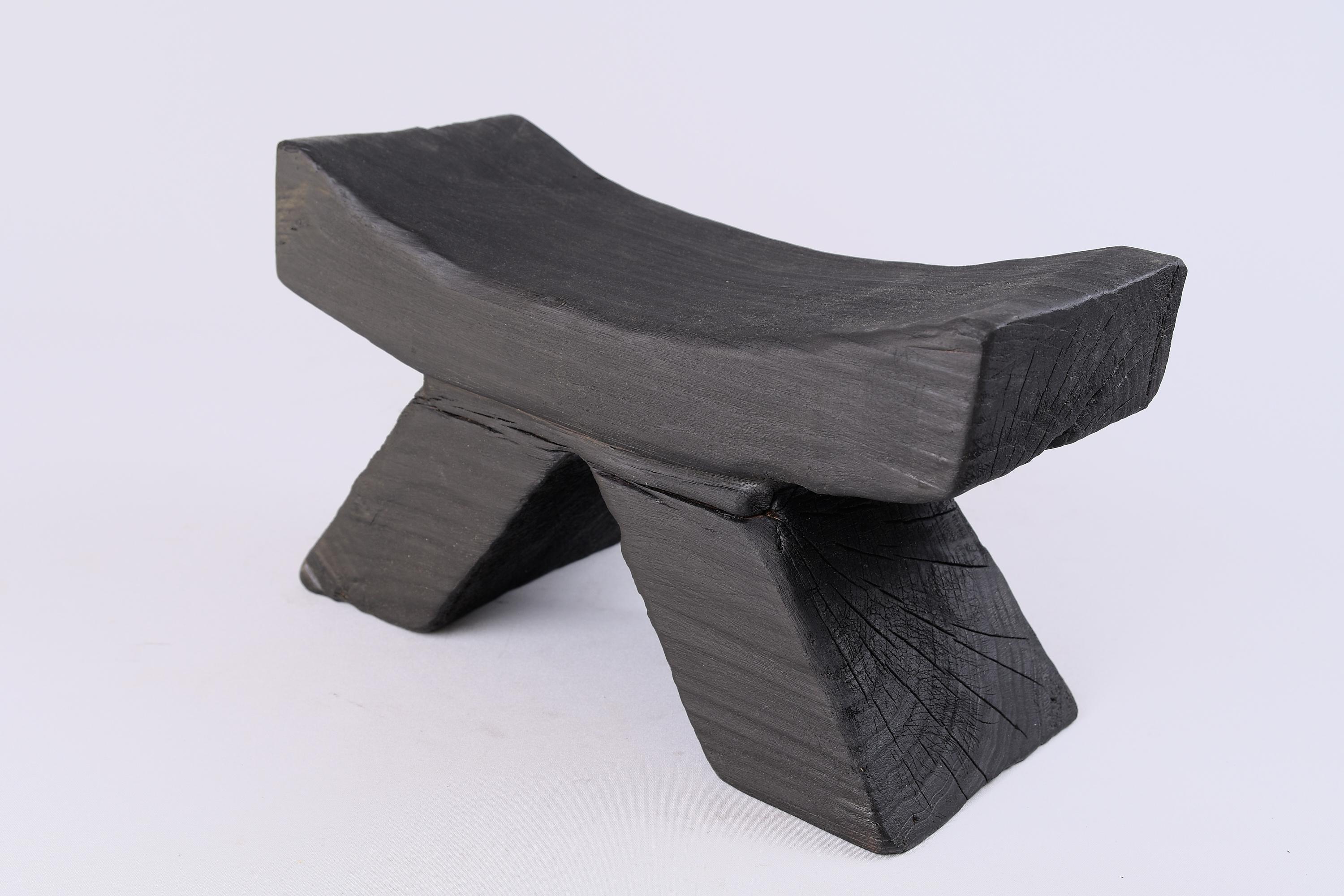 Solid Burnt Wood, Stool, Japanese Style, Original Contemporary Design 5