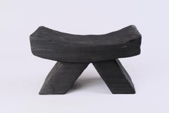 Solid Burnt Wood, Stool, Japanese Style, Original Contemporary Design