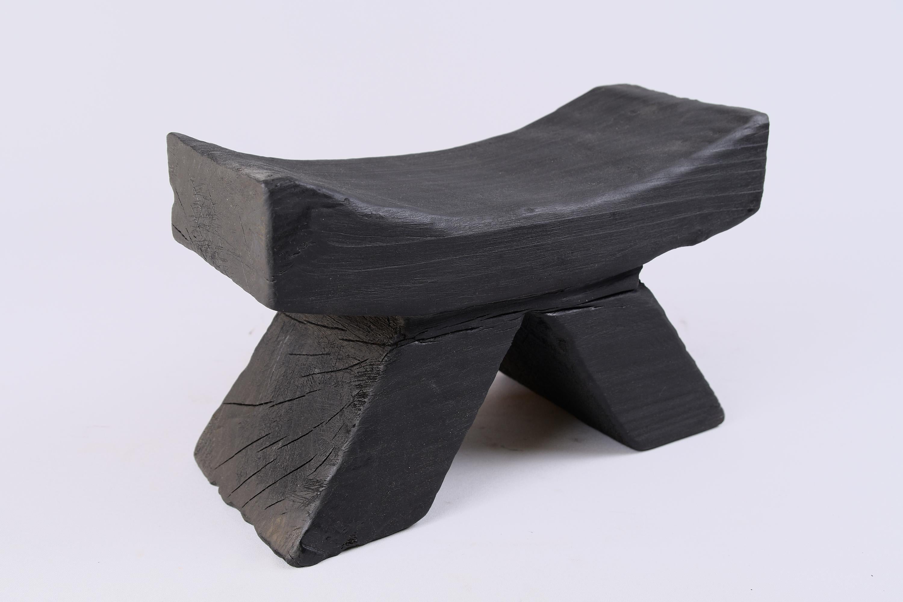 Solid Burnt Wood, Stool, Japanese Style, Original Contemporary Design In New Condition In Stara Gradiška, HR