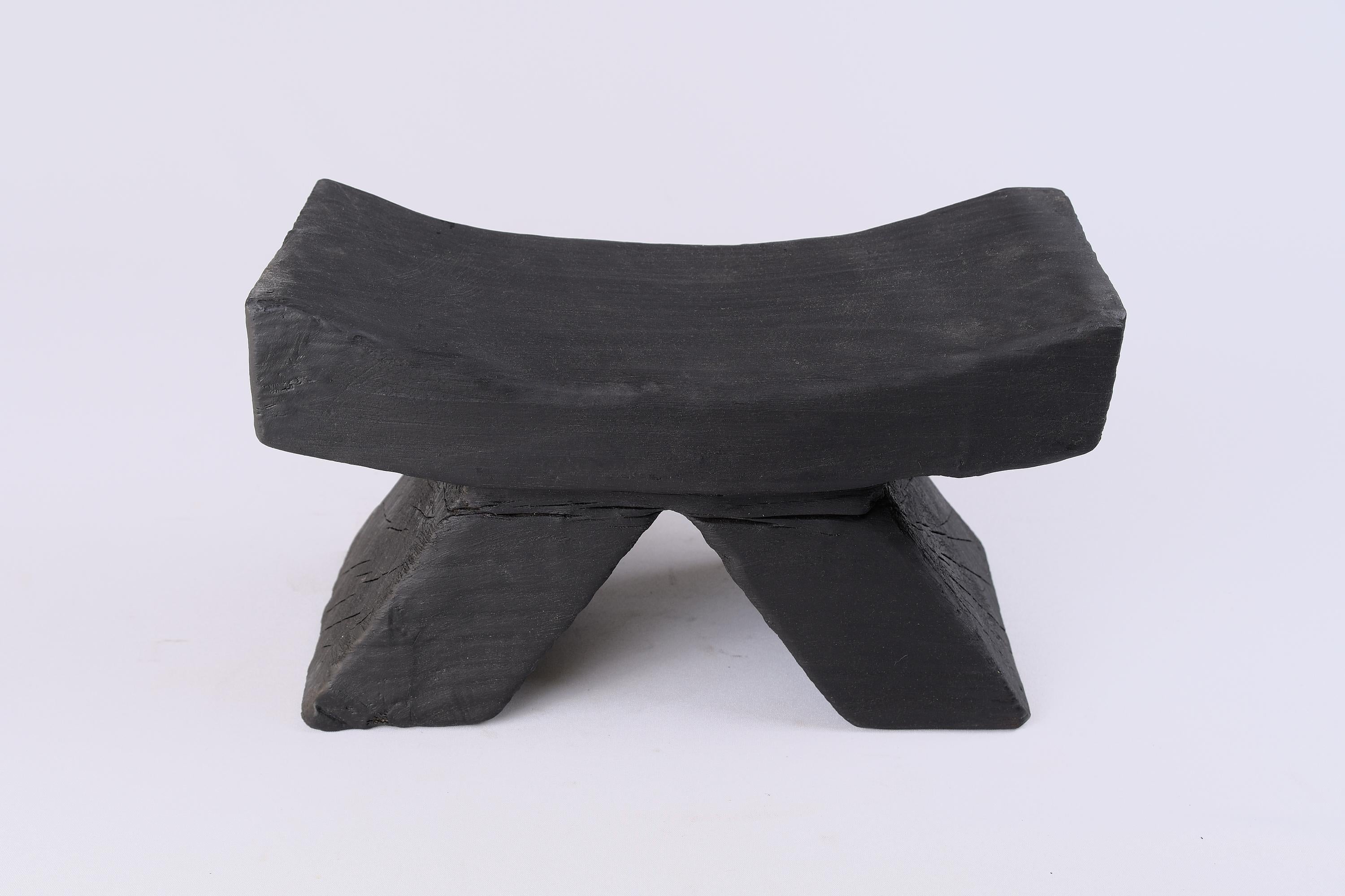 Solid Burnt Wood, Stool, Japanese Style, Original Contemporary Design 3