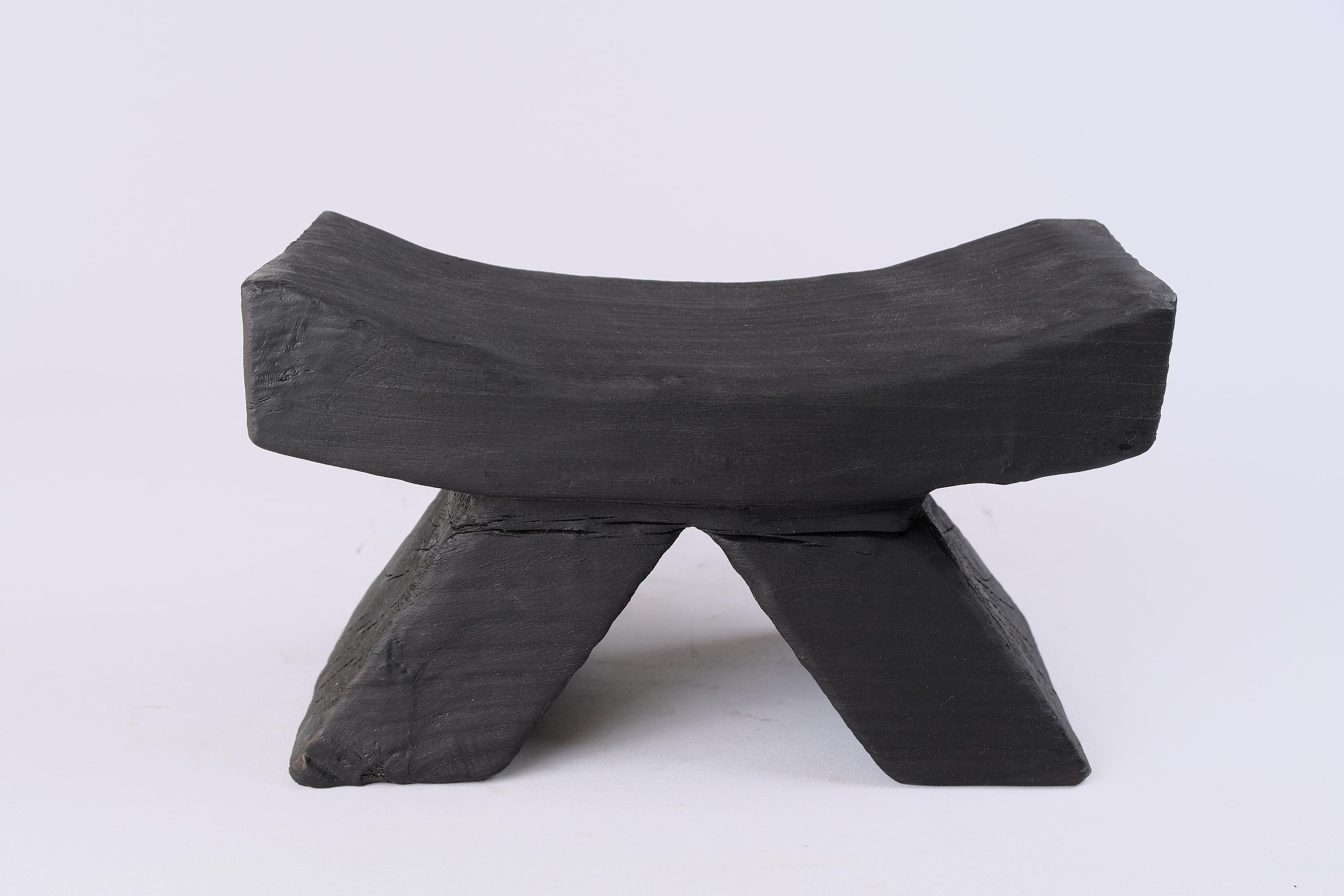 Solid Burnt Wood, Stool, Japanese Style, Original Contemporary Design 4