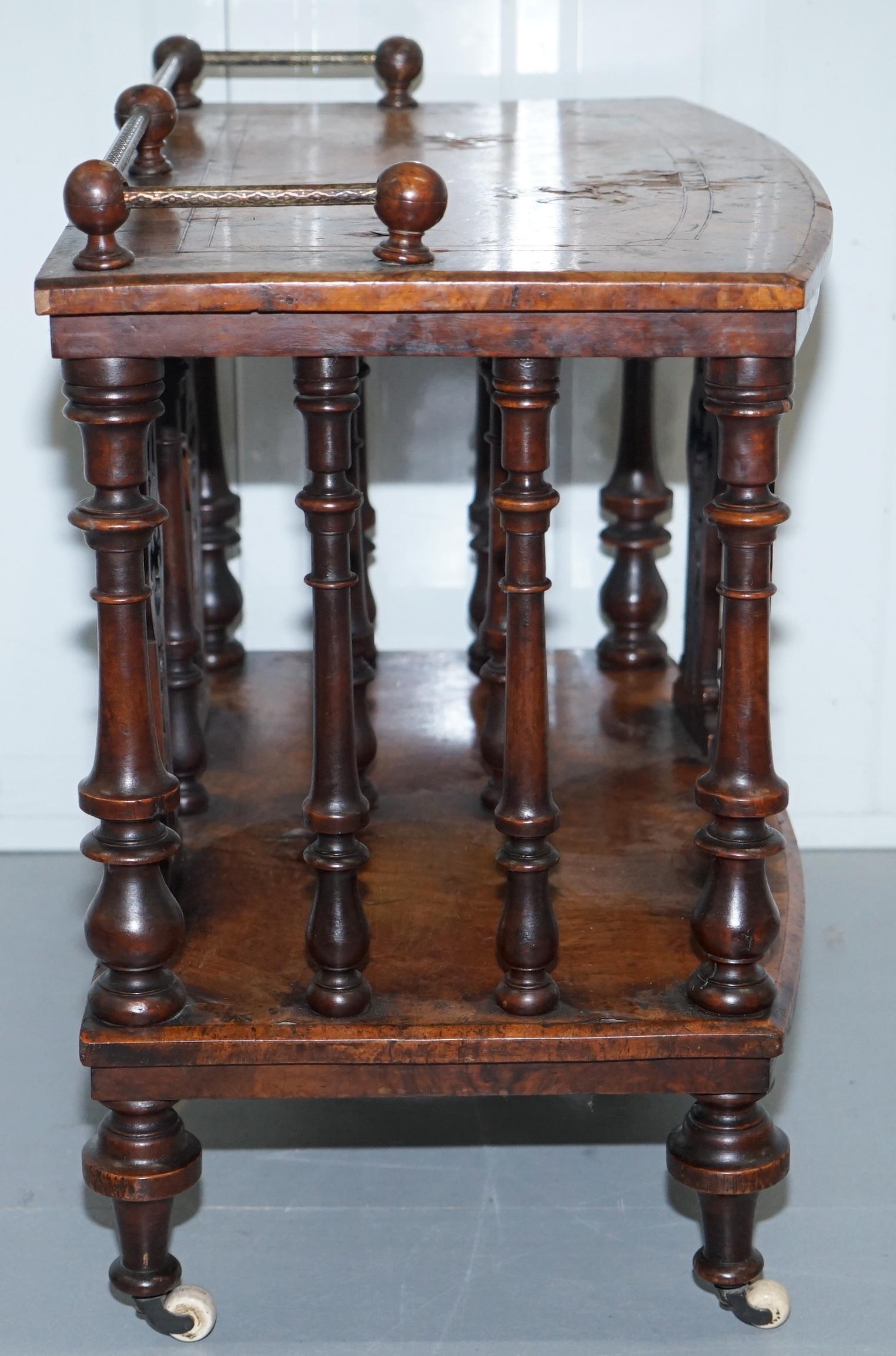 Solid Burr Walnut Bronze Canterbury Music Stand Ornately Carved Wood, circa 1850 6