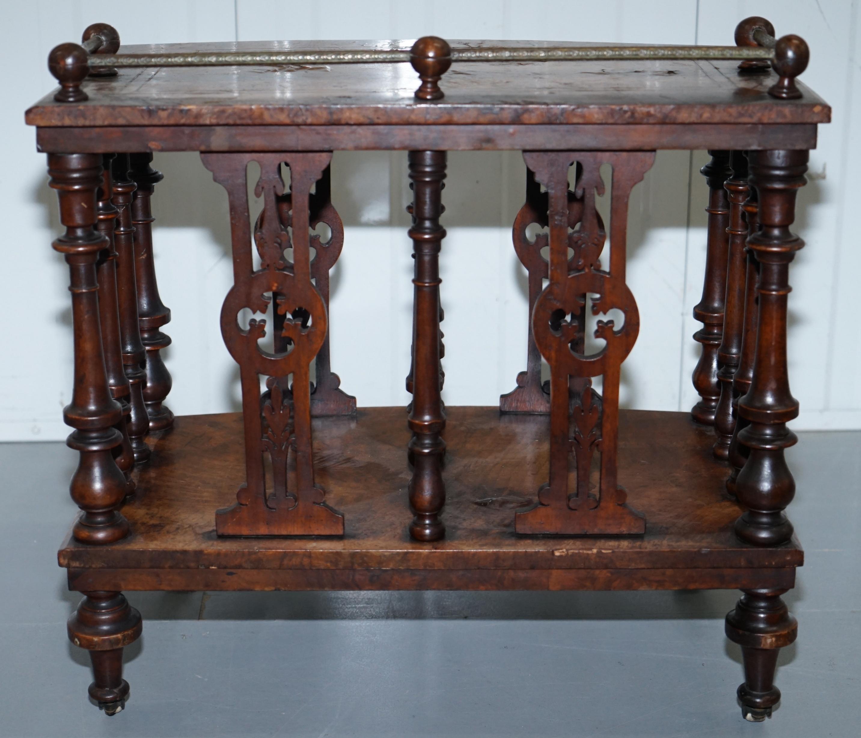 Solid Burr Walnut Bronze Canterbury Music Stand Ornately Carved Wood, circa 1850 9