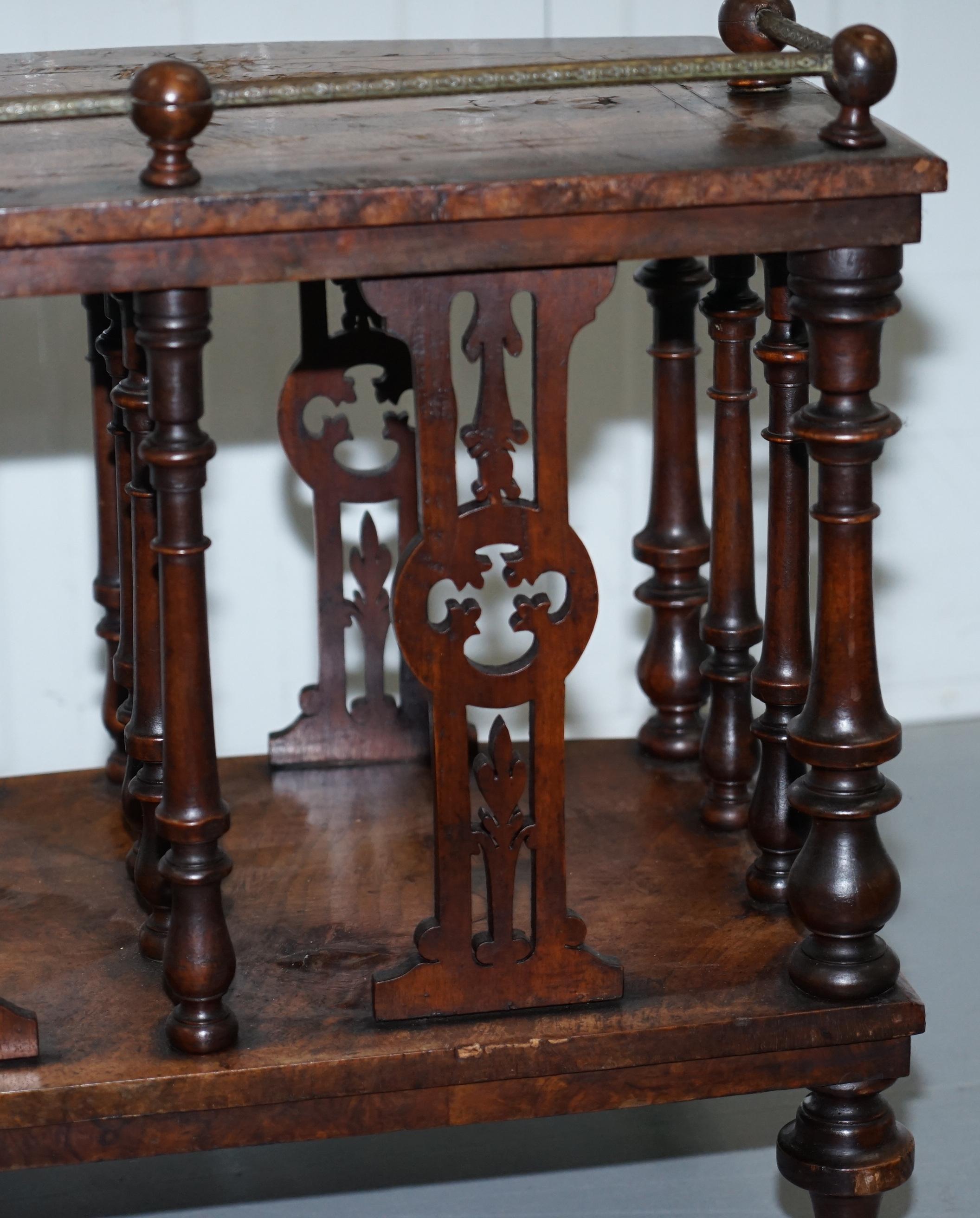 Solid Burr Walnut Bronze Canterbury Music Stand Ornately Carved Wood, circa 1850 10